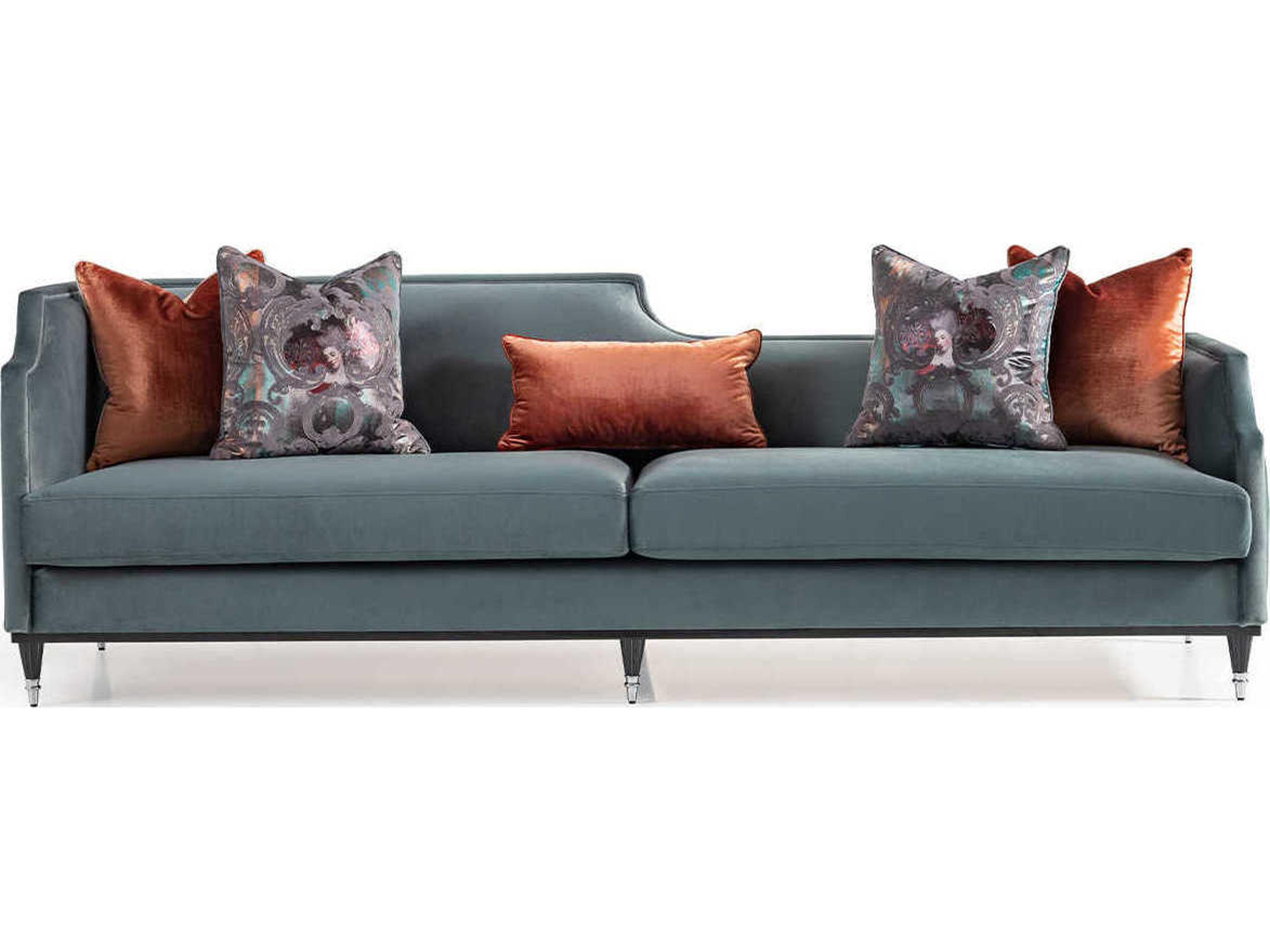 Luxecor Gilded Azure Blue Velvet Upholstered Sofa