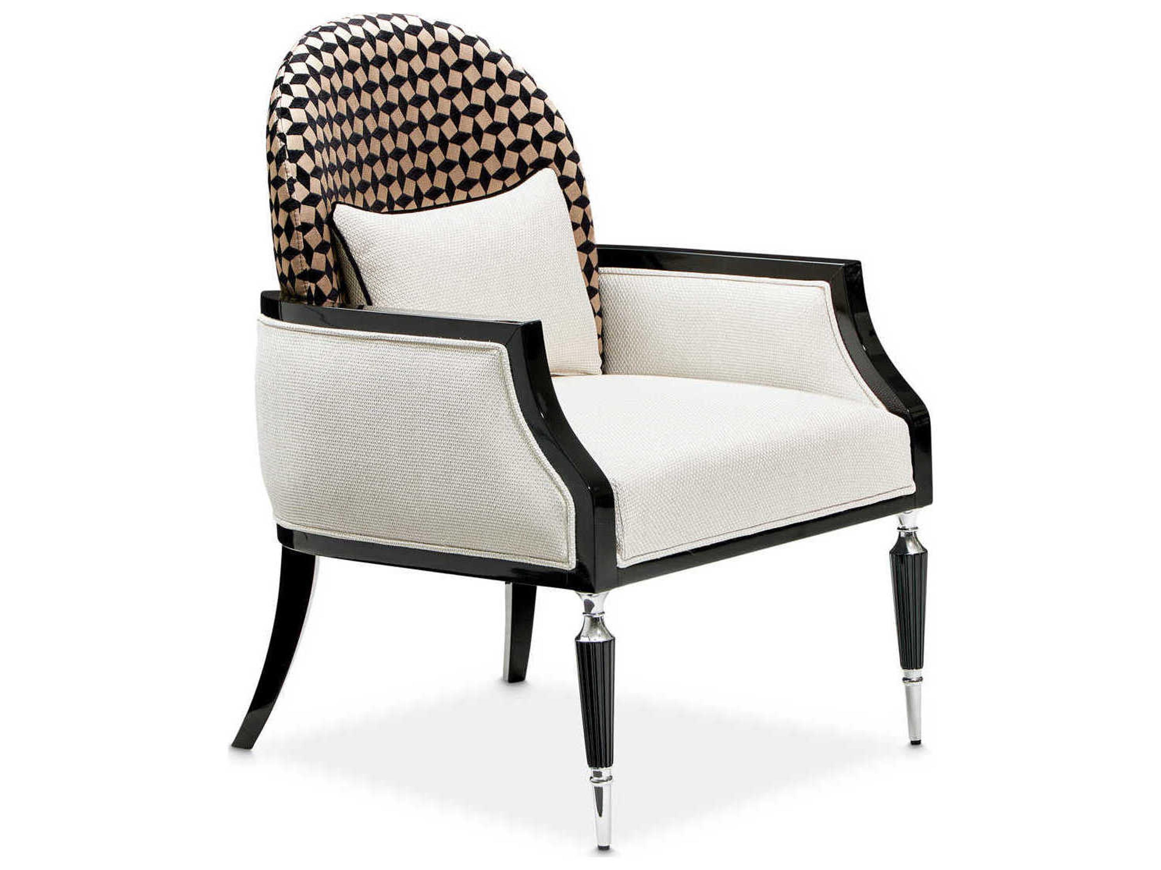 Luxecor Gilded White Fabric Accent Chair