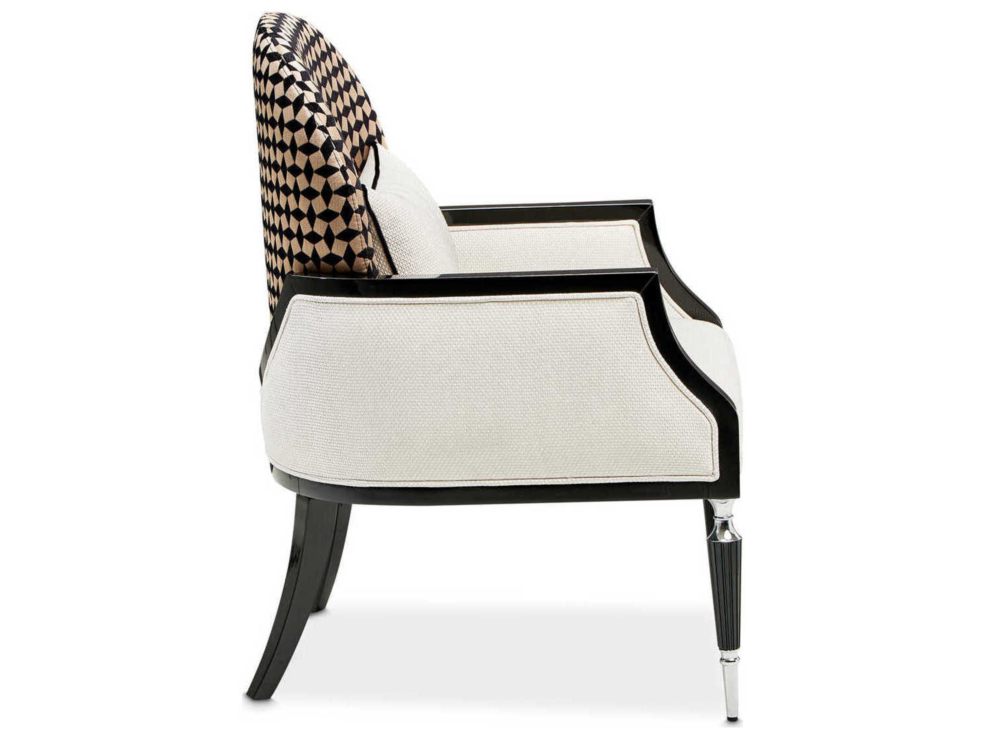 Luxecor Gilded White Fabric Accent Chair