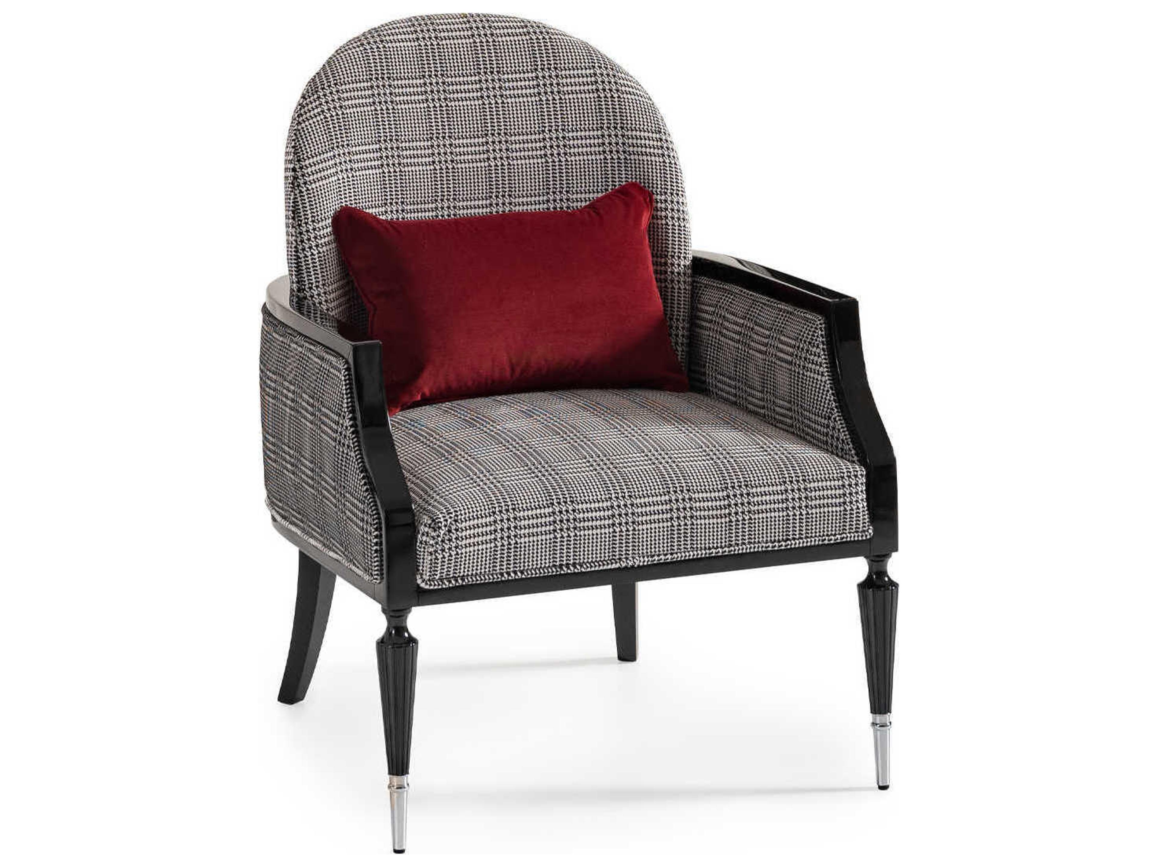 La Francaise Accent Chair Domino Black with Houndstooth Jacquard Velvet
