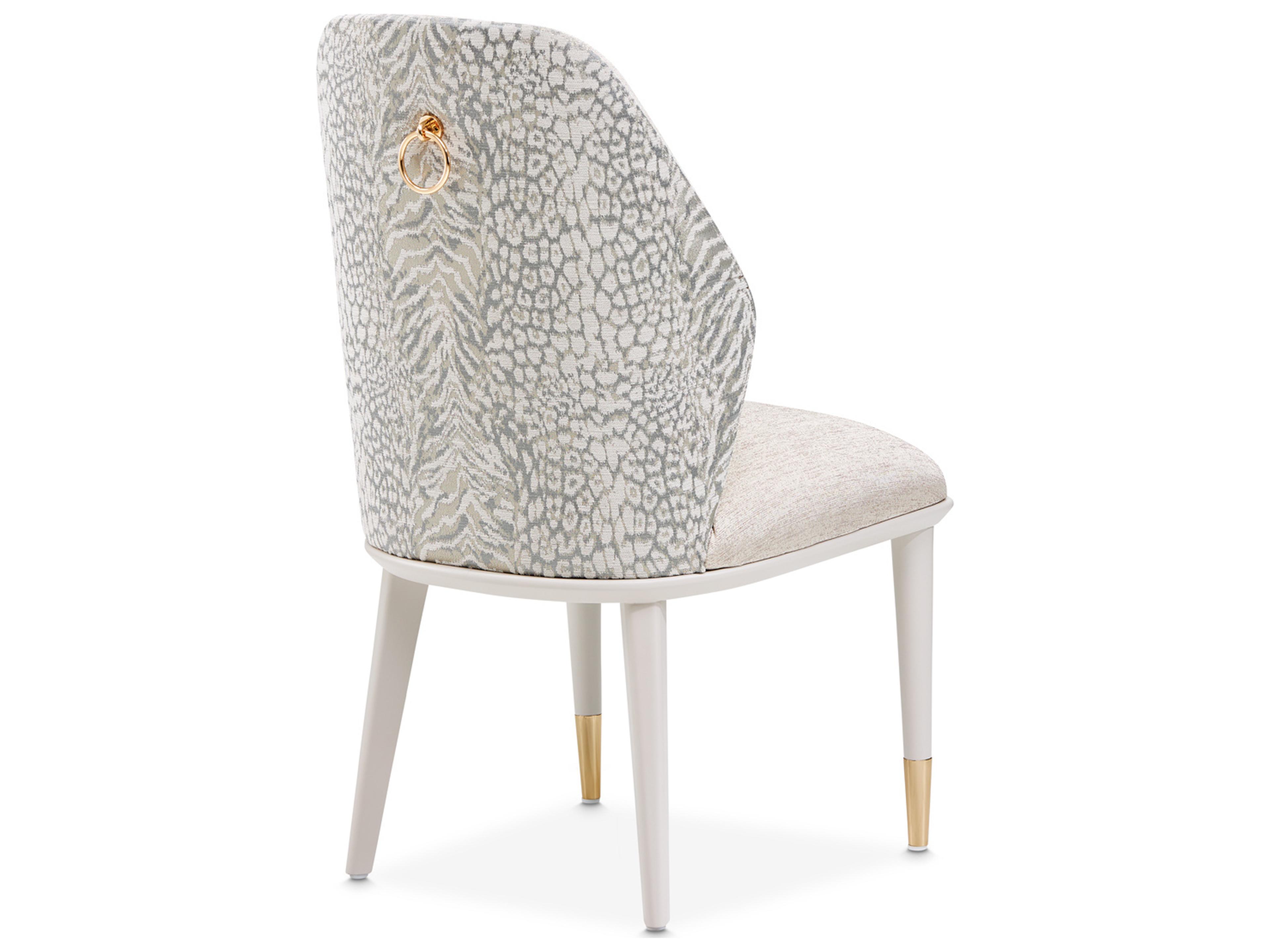 Michael Amini Lisbon Beech Wood Beige Upholstered Armless Dining Chair