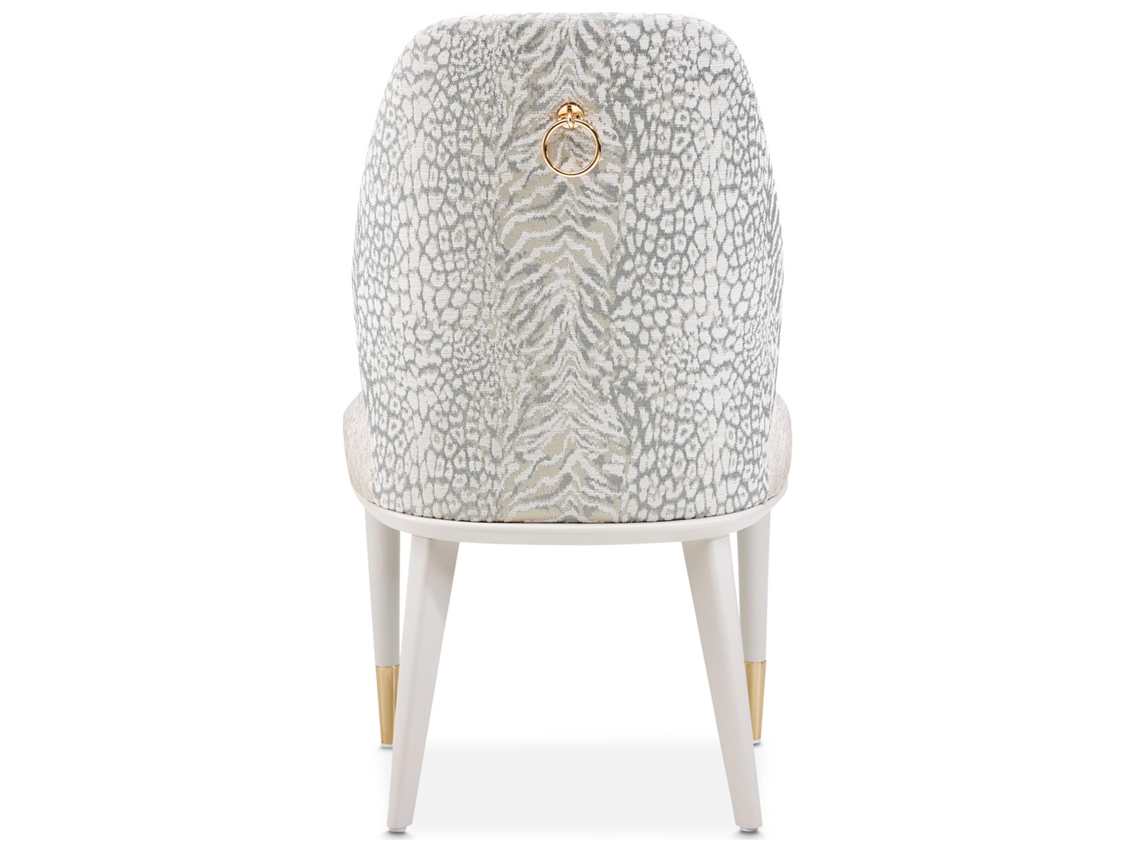 Michael Amini Lisbon Beech Wood Beige Upholstered Armless Dining Chair