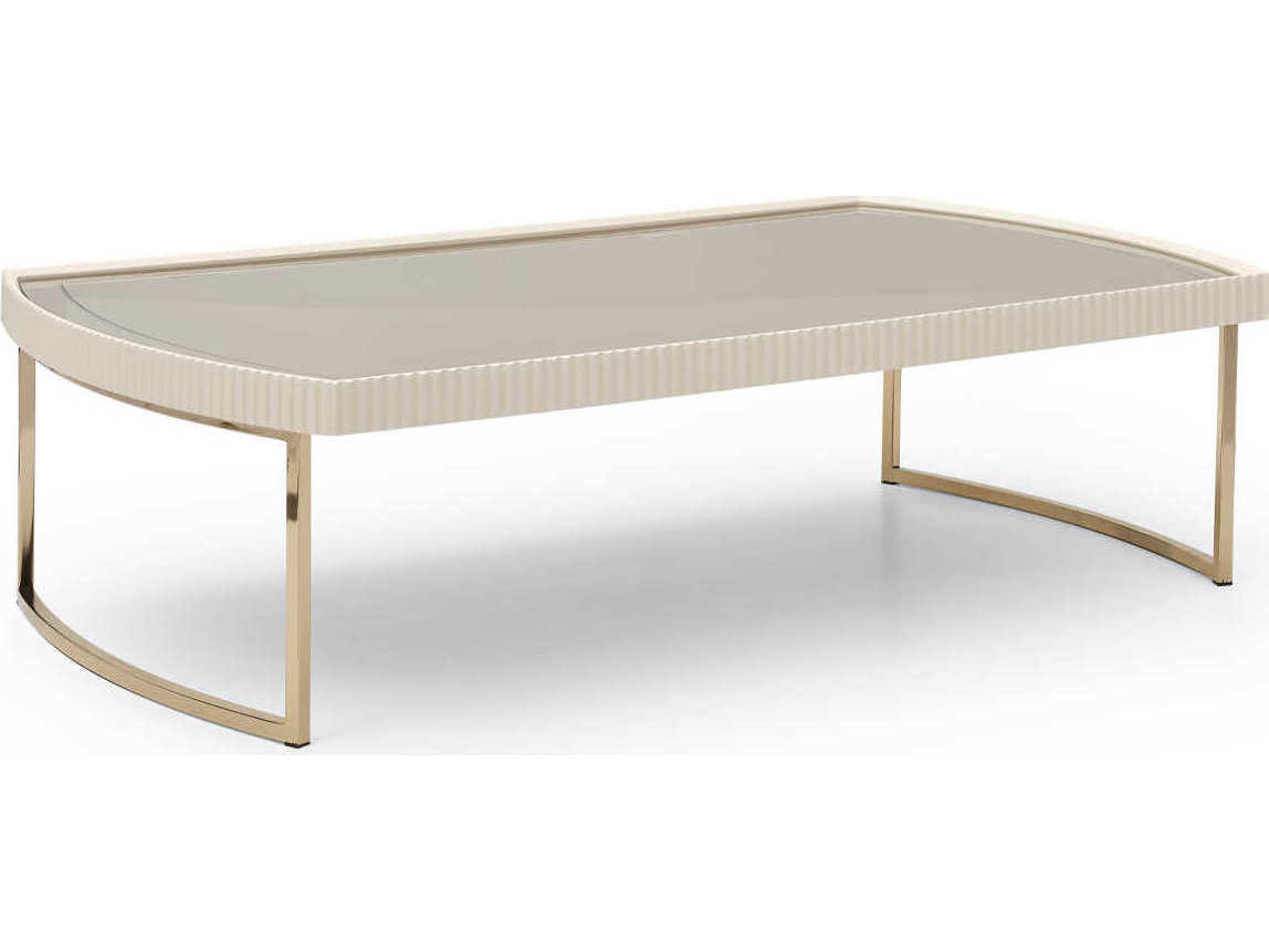 Lisbon - Opal Rectangular Mirror Silken Matte Cream Cocktail Table