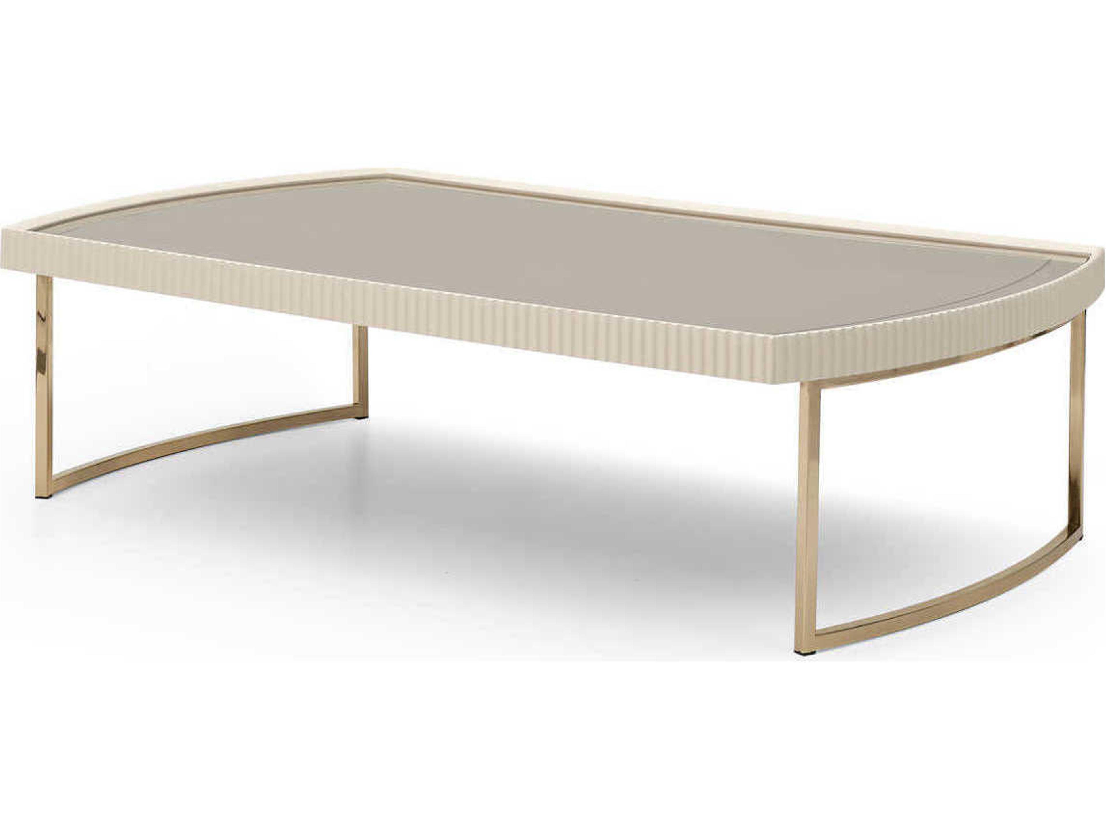 Luxecor Gilded Rectangular Mirror Silken Matte Cream Cocktail Table