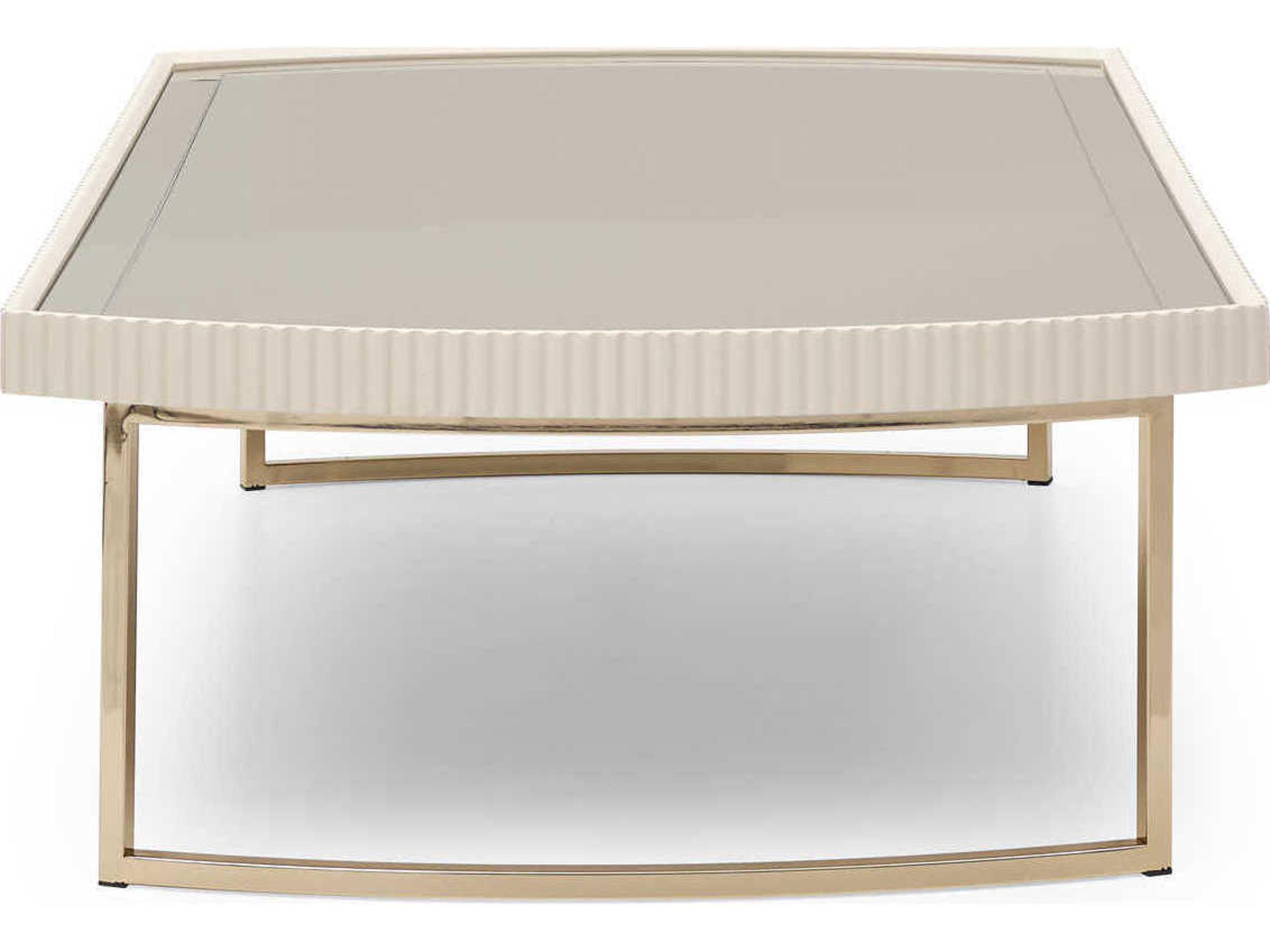 Luxecor Gilded Rectangular Mirror Silken Matte Cream Cocktail Table