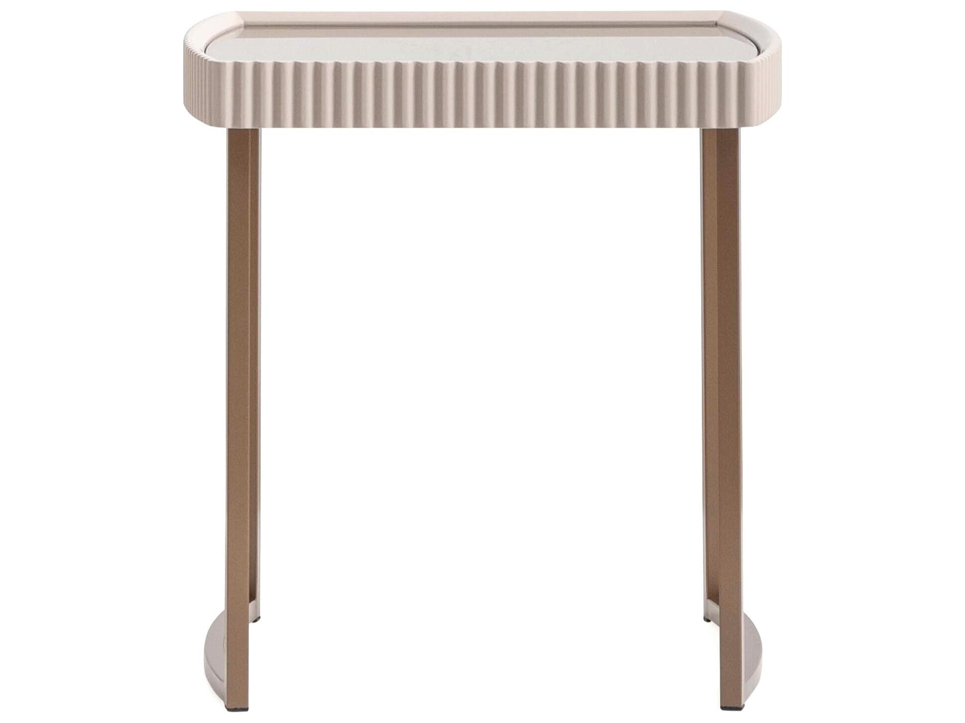 Lisbon Rectangular Glass Silky Cream End Table