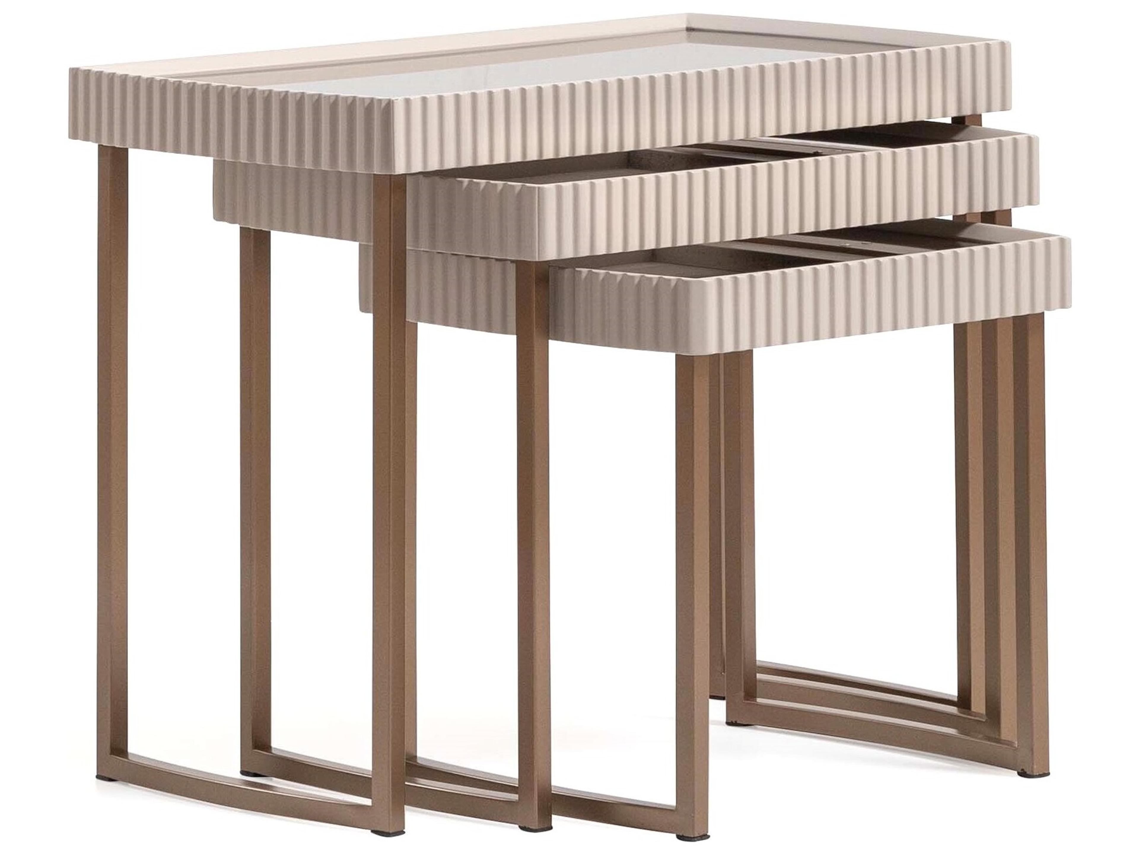 Lisbon Rectangular Glass Silky Cream End Table