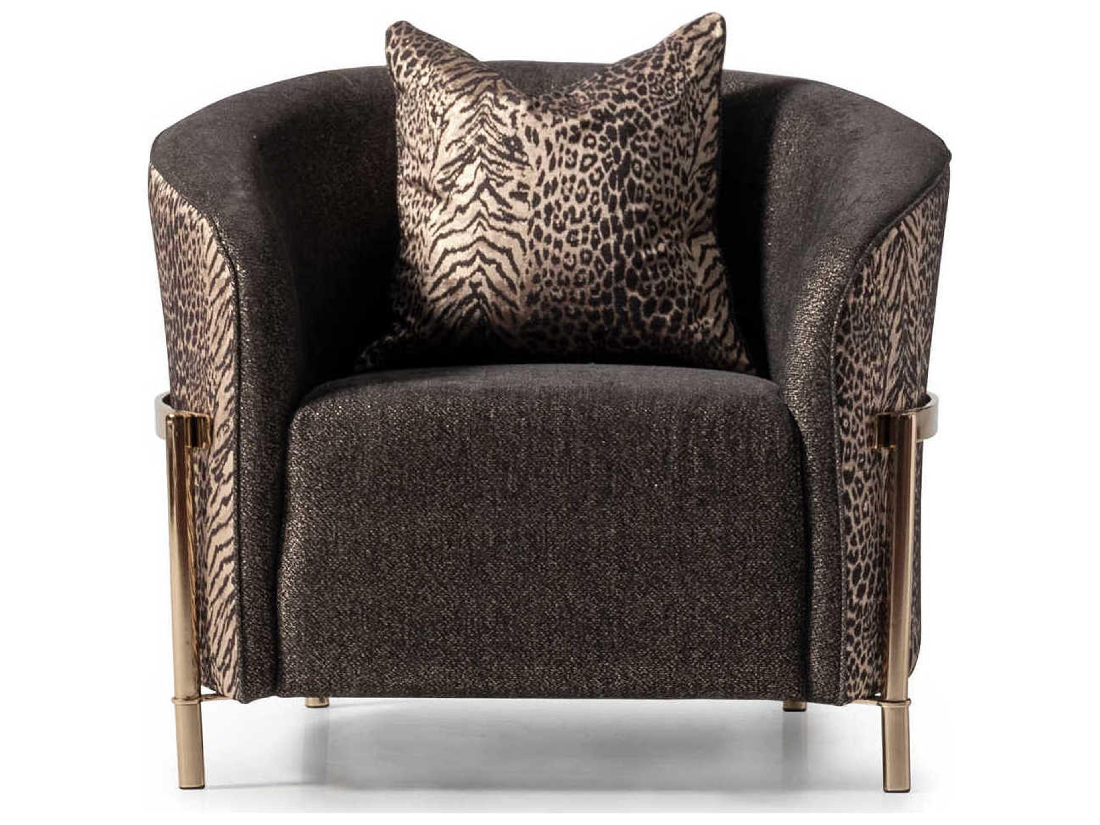 Luxecor Gilded Brown Fabric Accent Chair