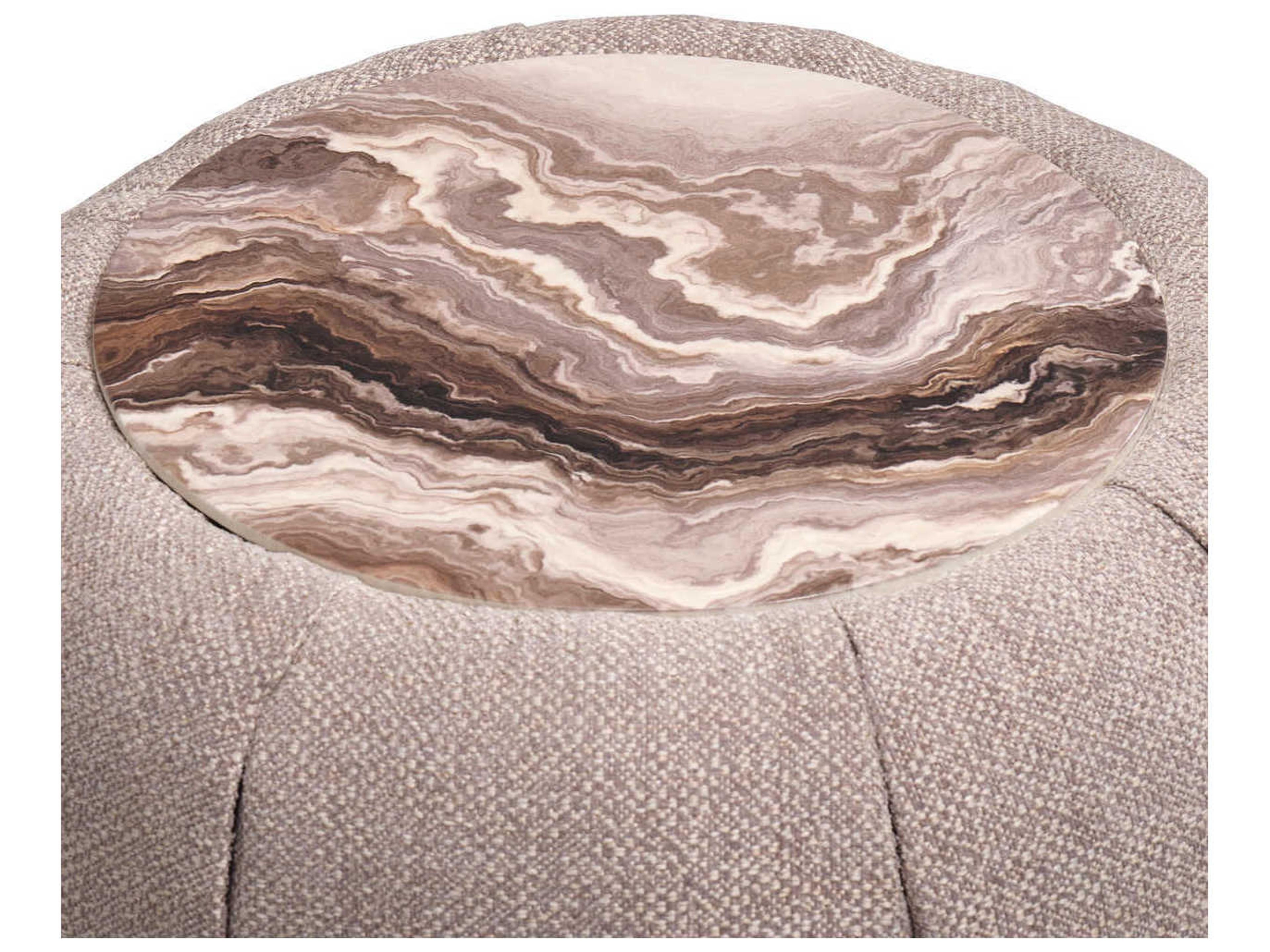 Luxecor Gilded Round Faux Marble Nougat End Table