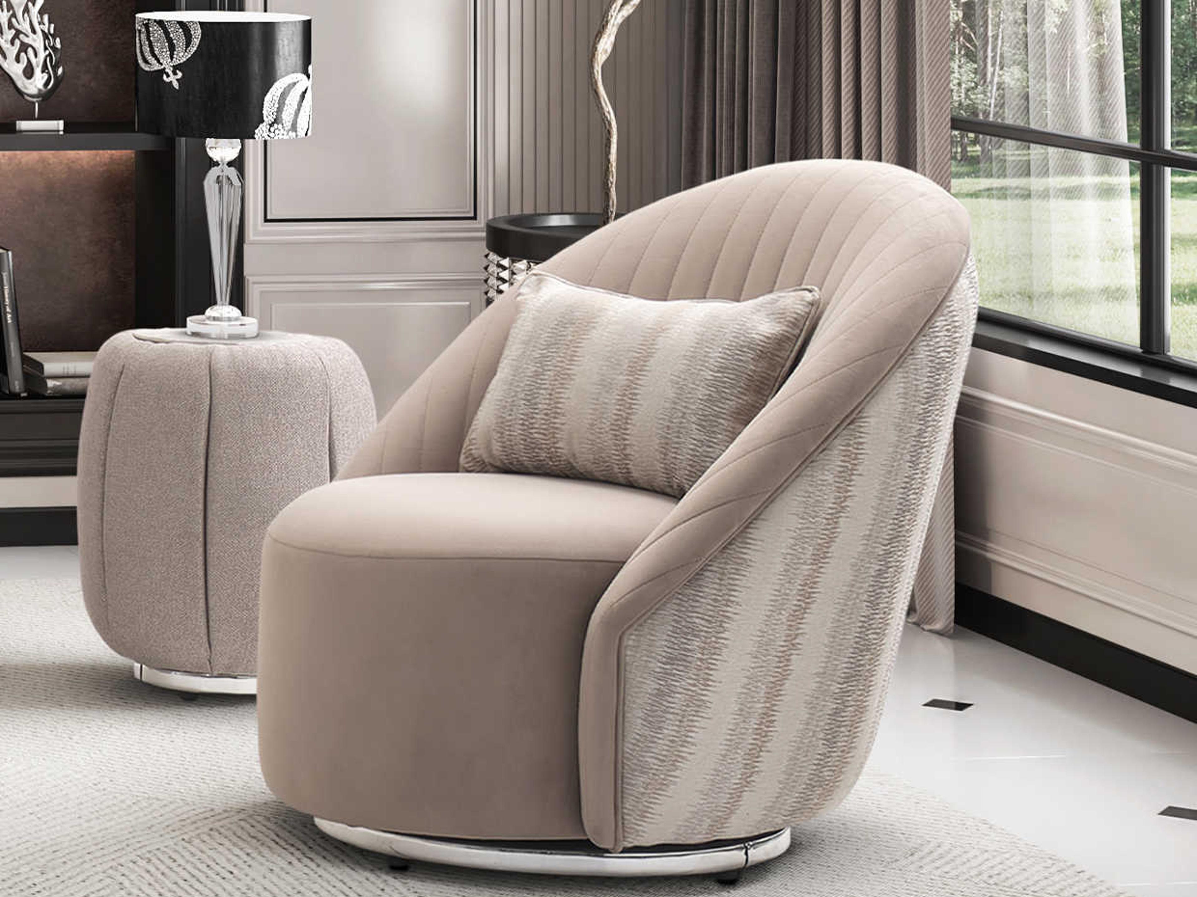 Luxecor Gilded Round Faux Marble Nougat End Table