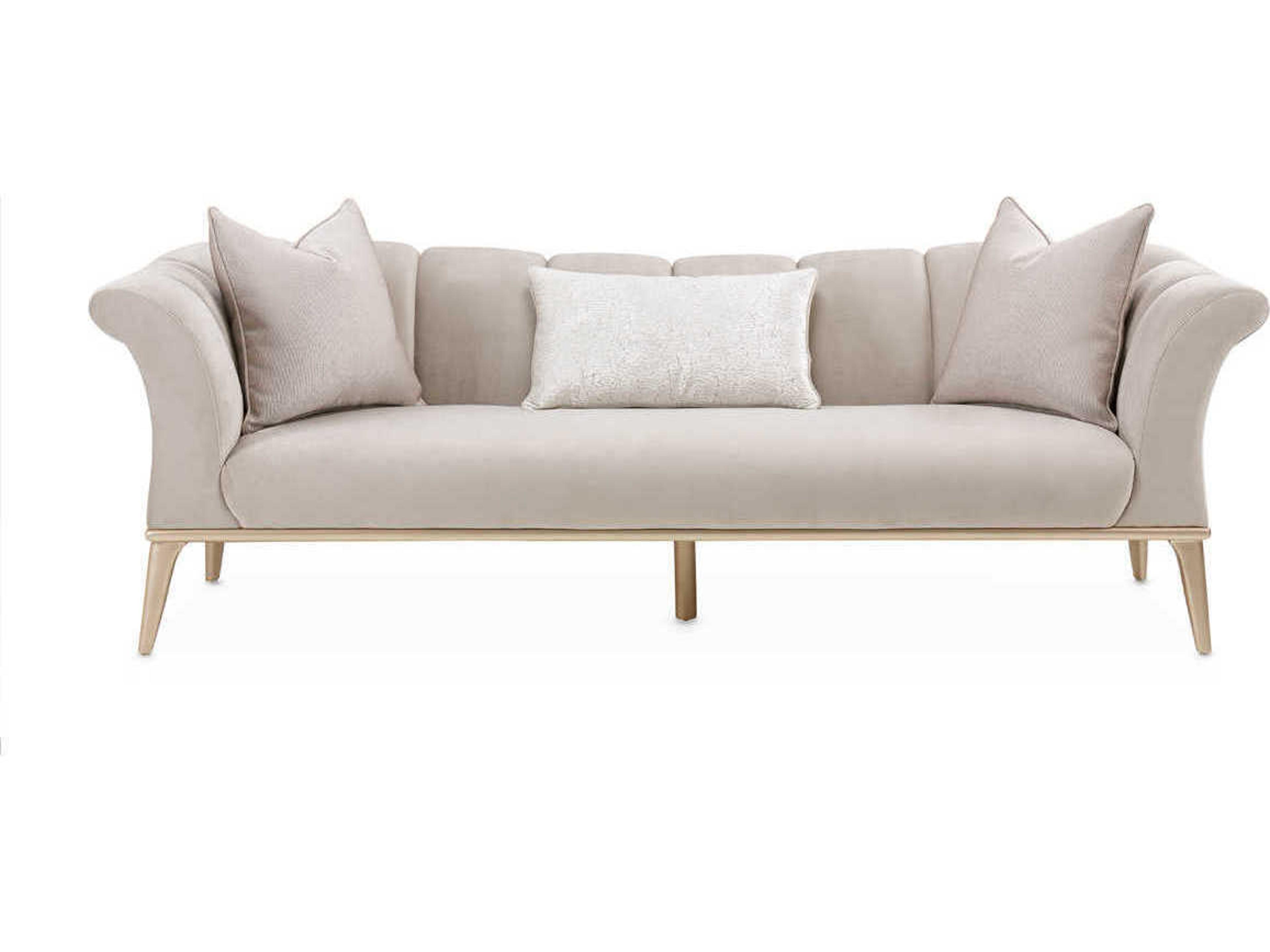 Luxecor Gilded Porcini Cream Velvet Upholstered Sofa