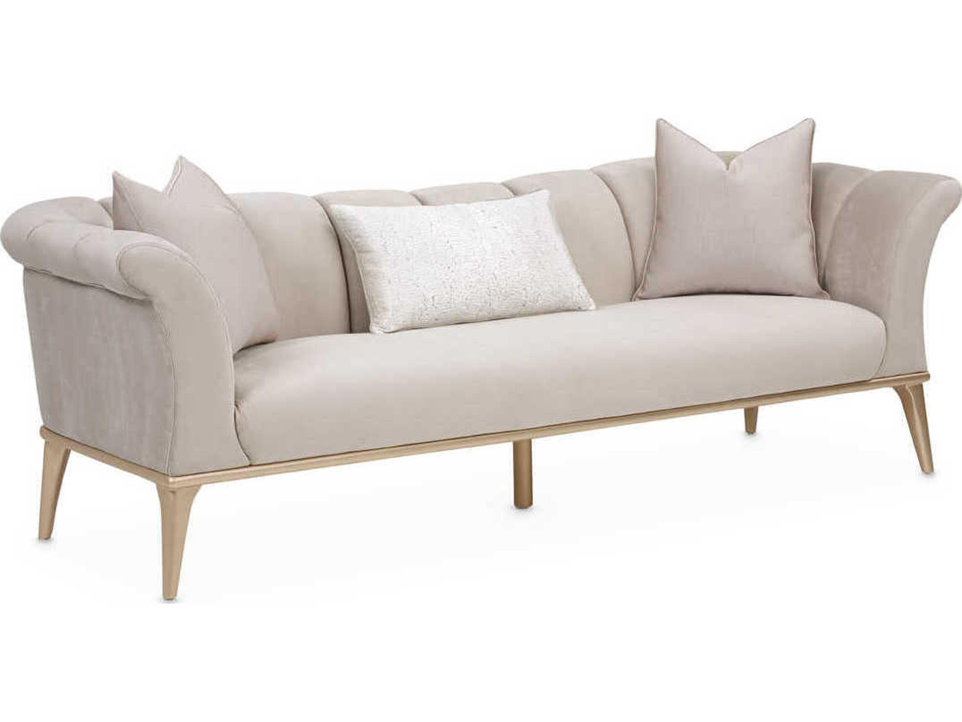 Luxecor Gilded Porcini Cream Velvet Upholstered Sofa