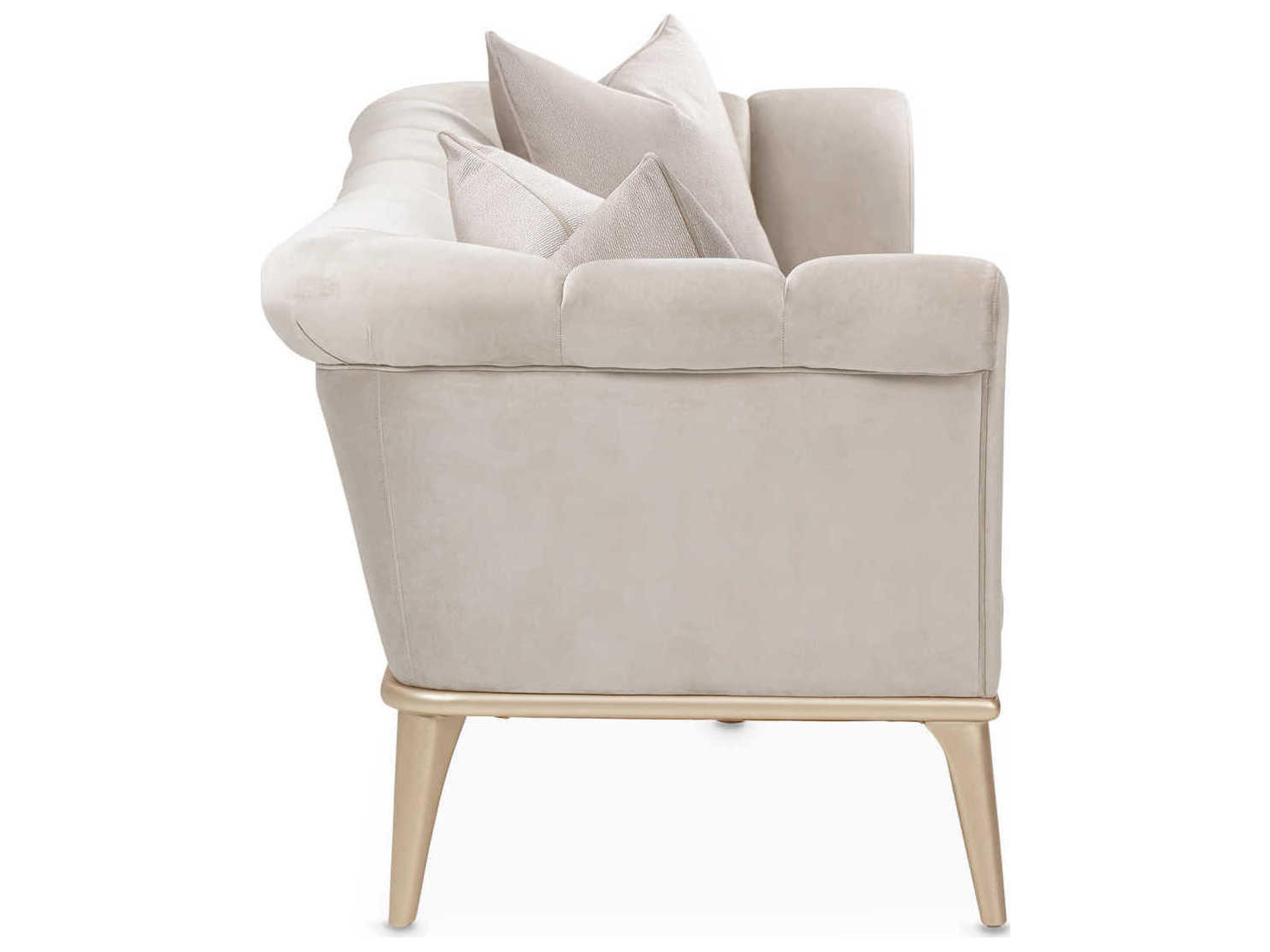 Luxecor Gilded Porcini Cream Velvet Upholstered Sofa