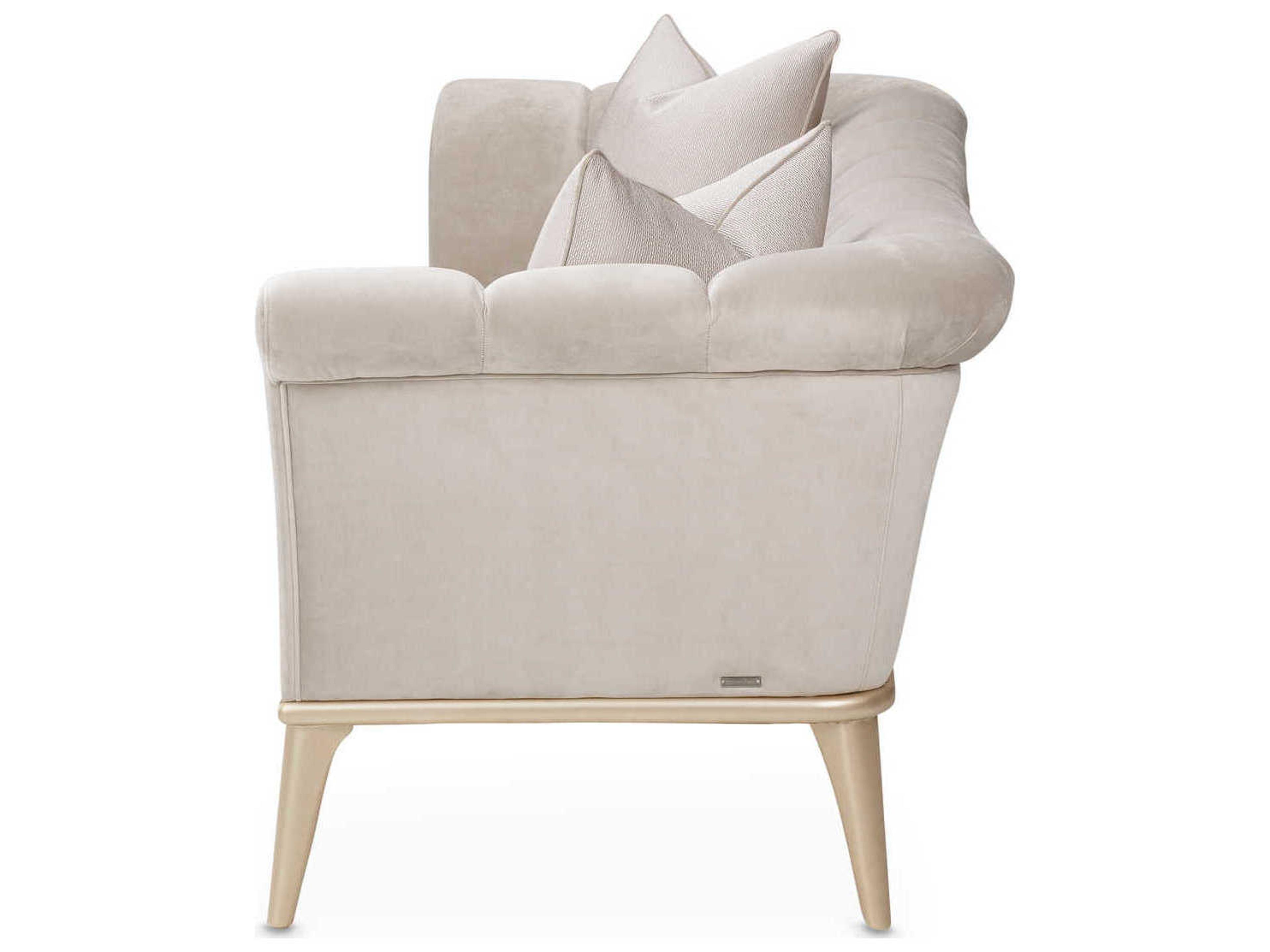 Luxecor Gilded Porcini Cream Velvet Upholstered Sofa