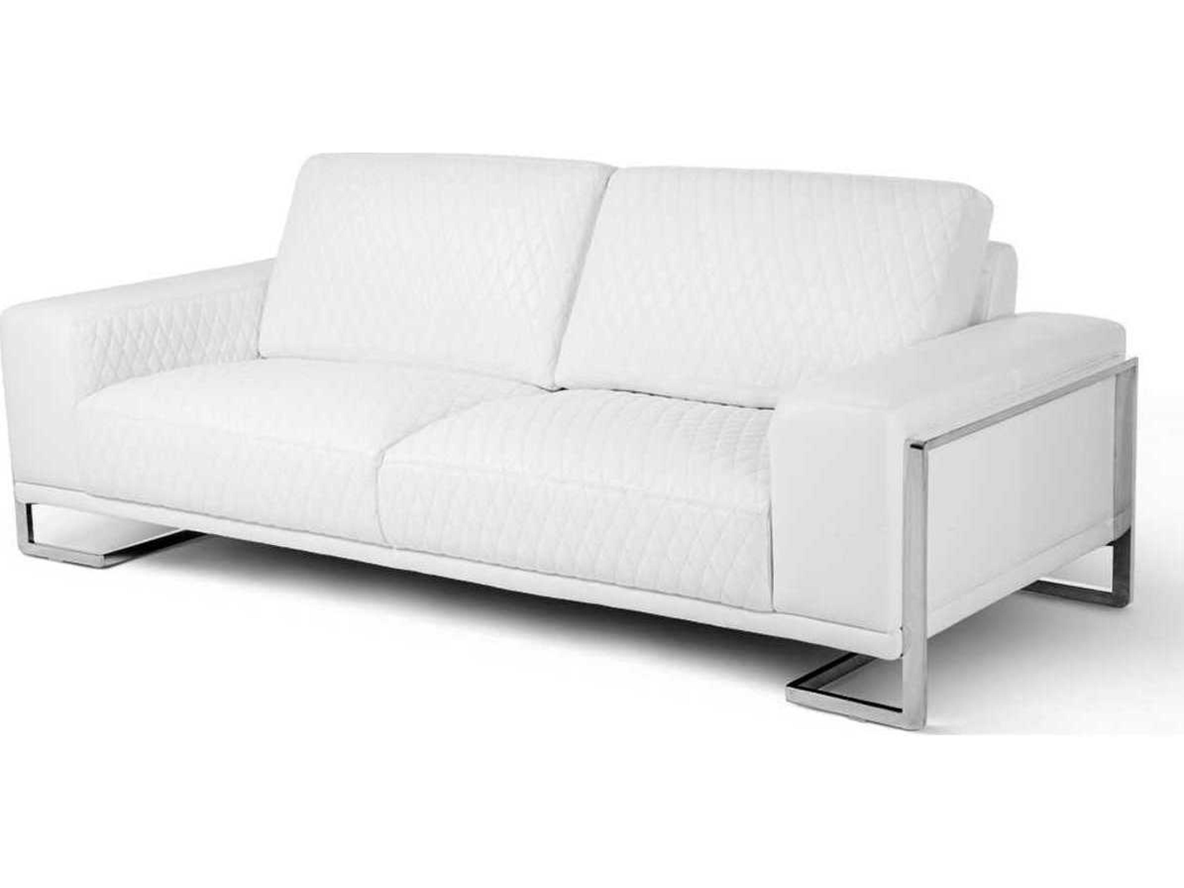 Mia Bella White Leather Sofa