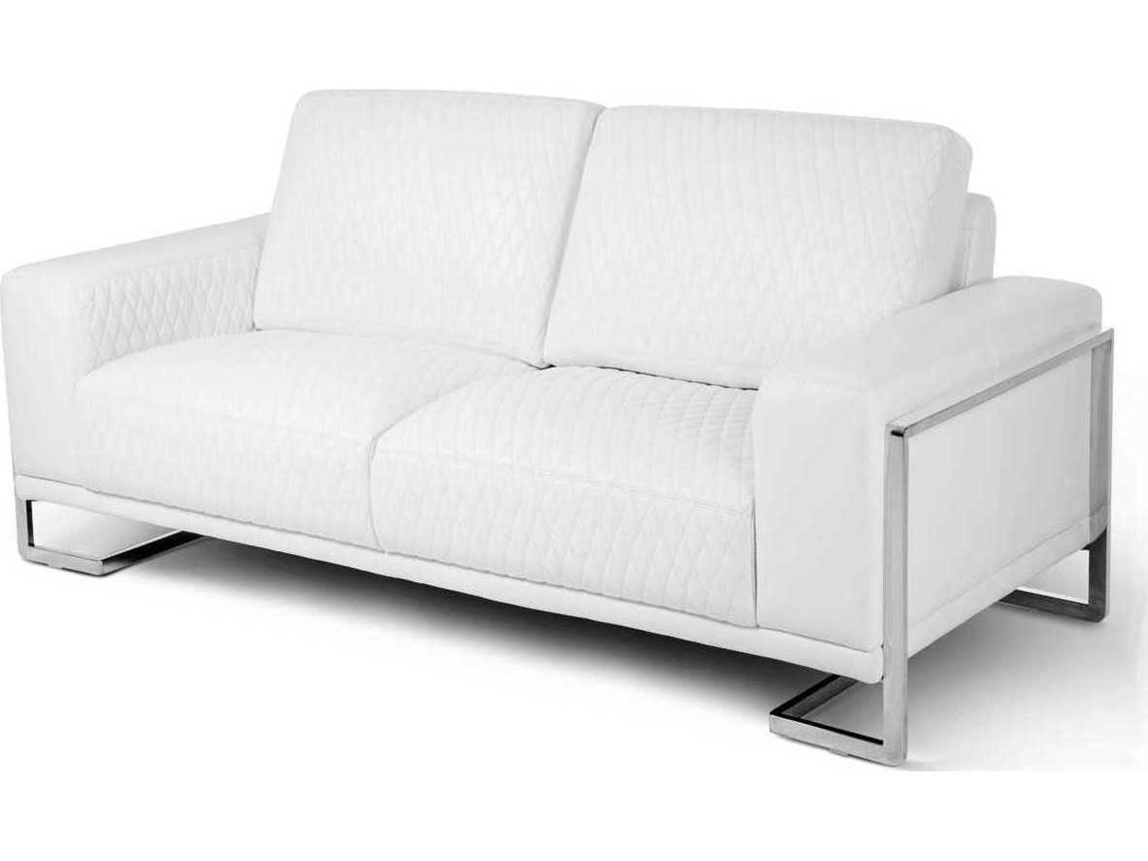 Mia Bella White Leather Loveseat