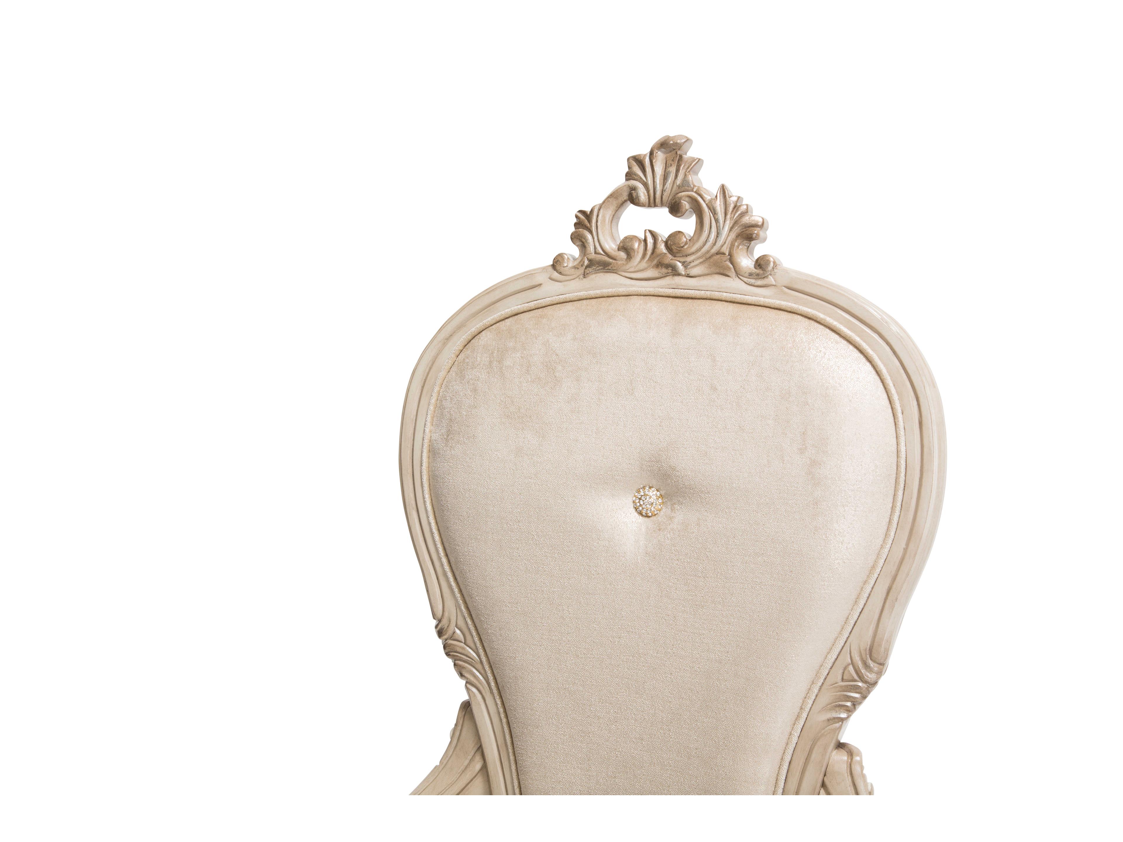 Luxecor Gilded White Upholstered Arm Dining Chair