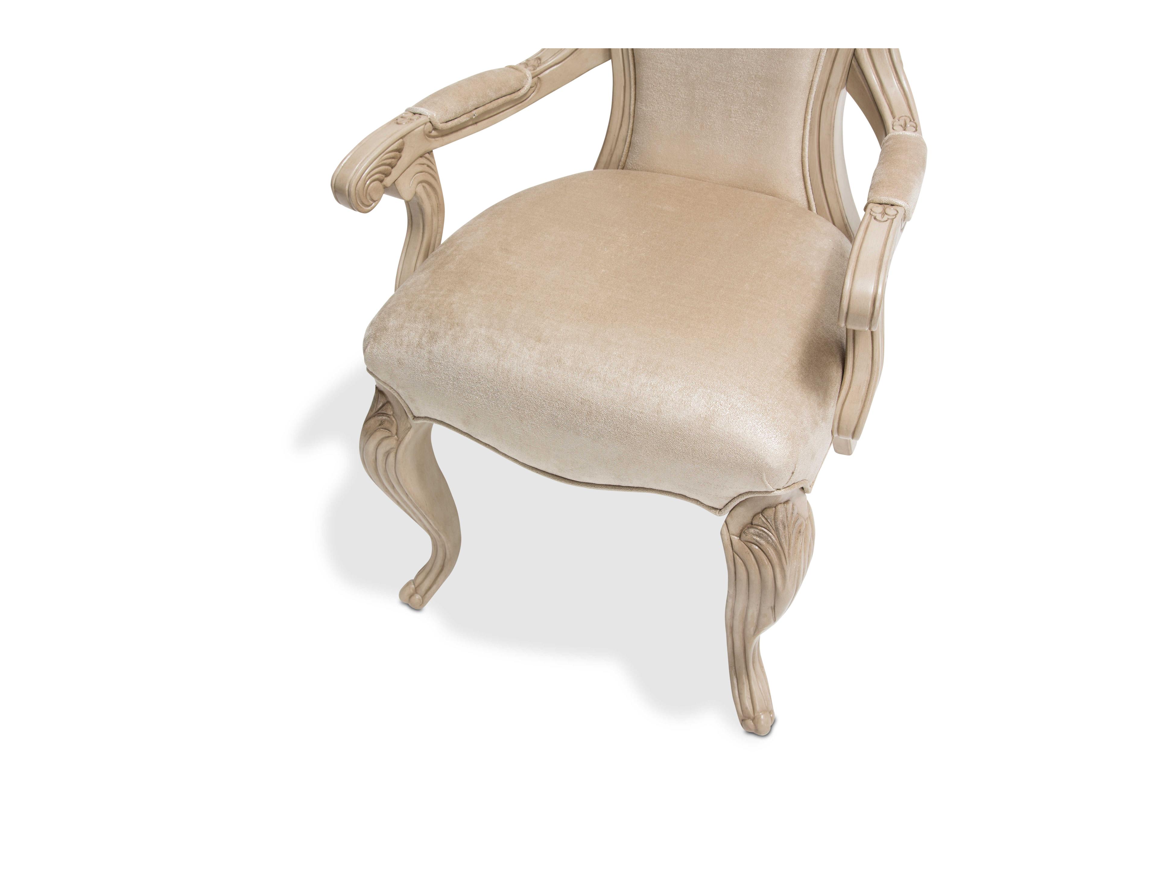Luxecor Gilded White Upholstered Arm Dining Chair