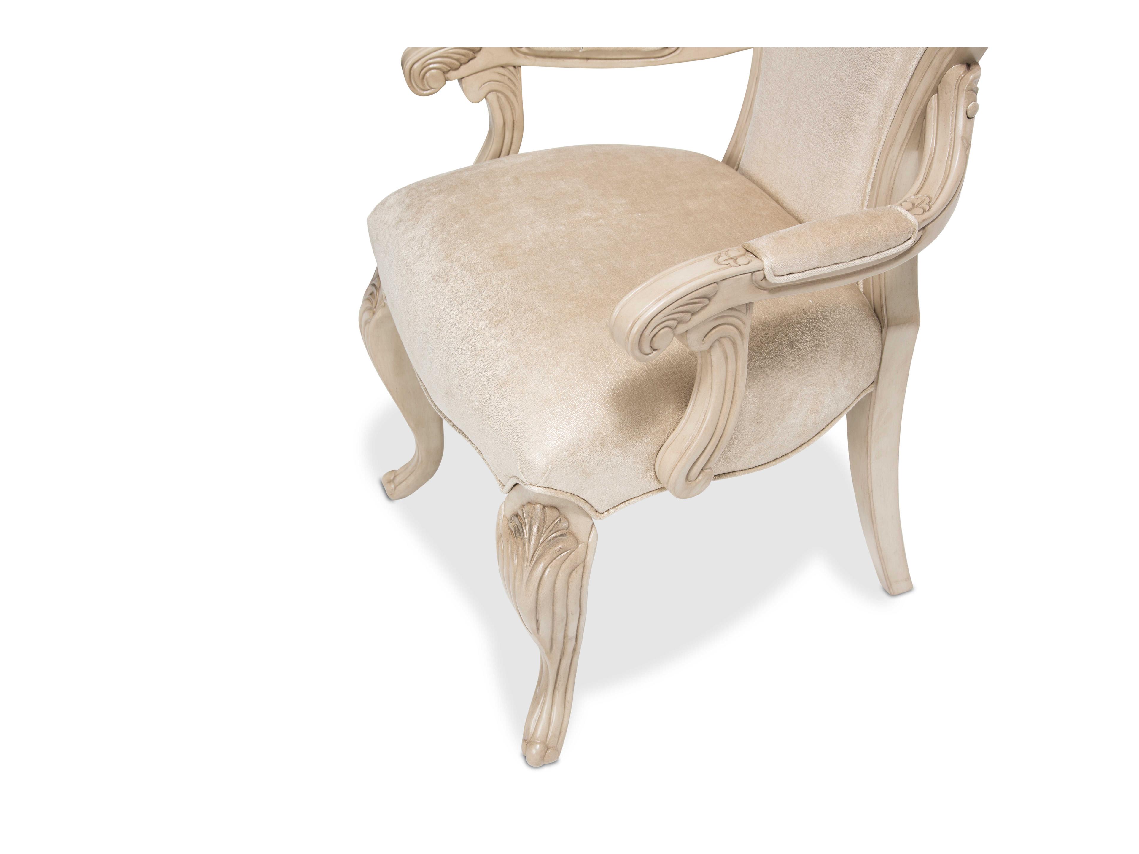 Luxecor Gilded White Upholstered Arm Dining Chair