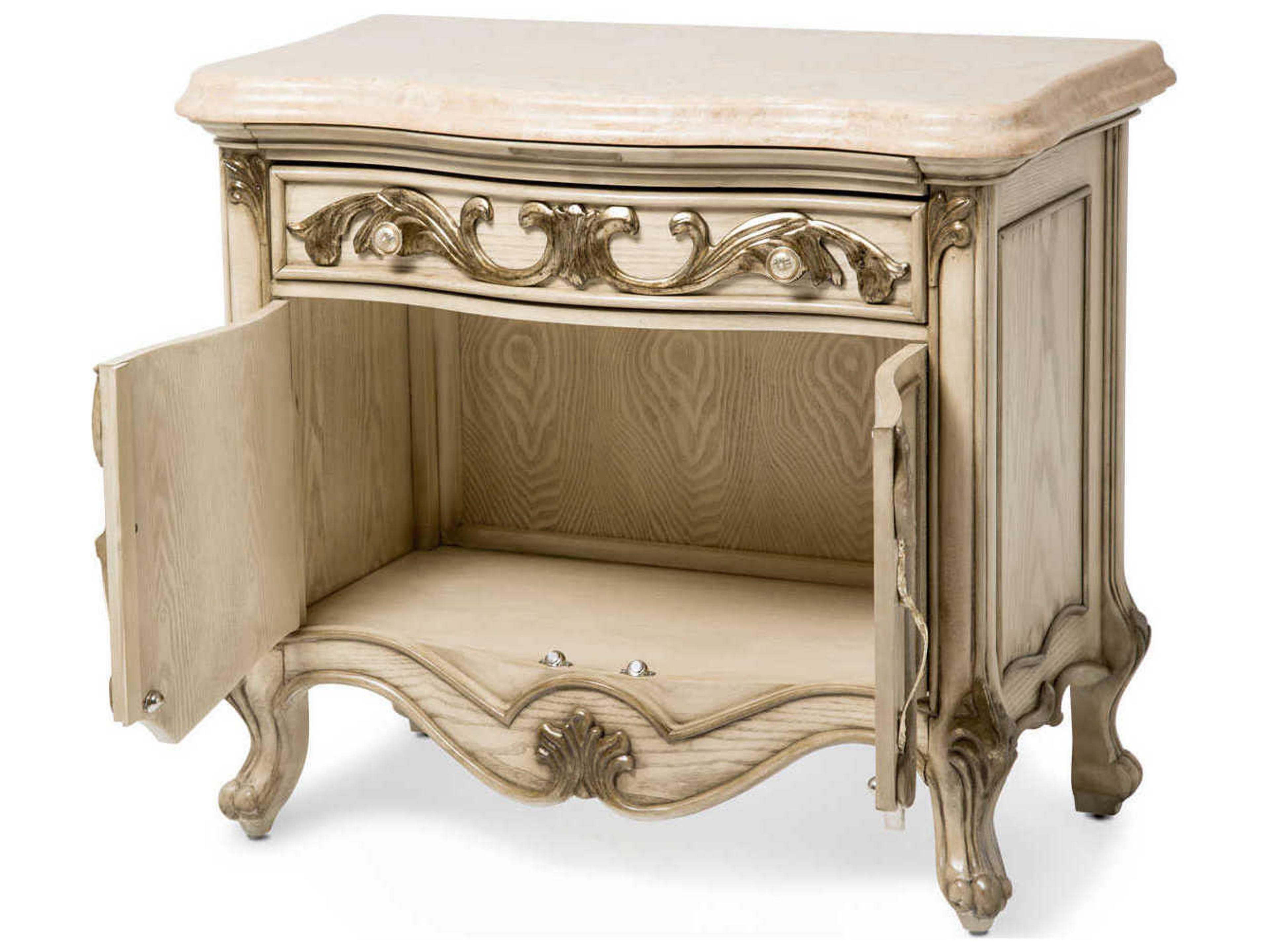 Luxecor Gilded 1-Drawer Beige Nightstand