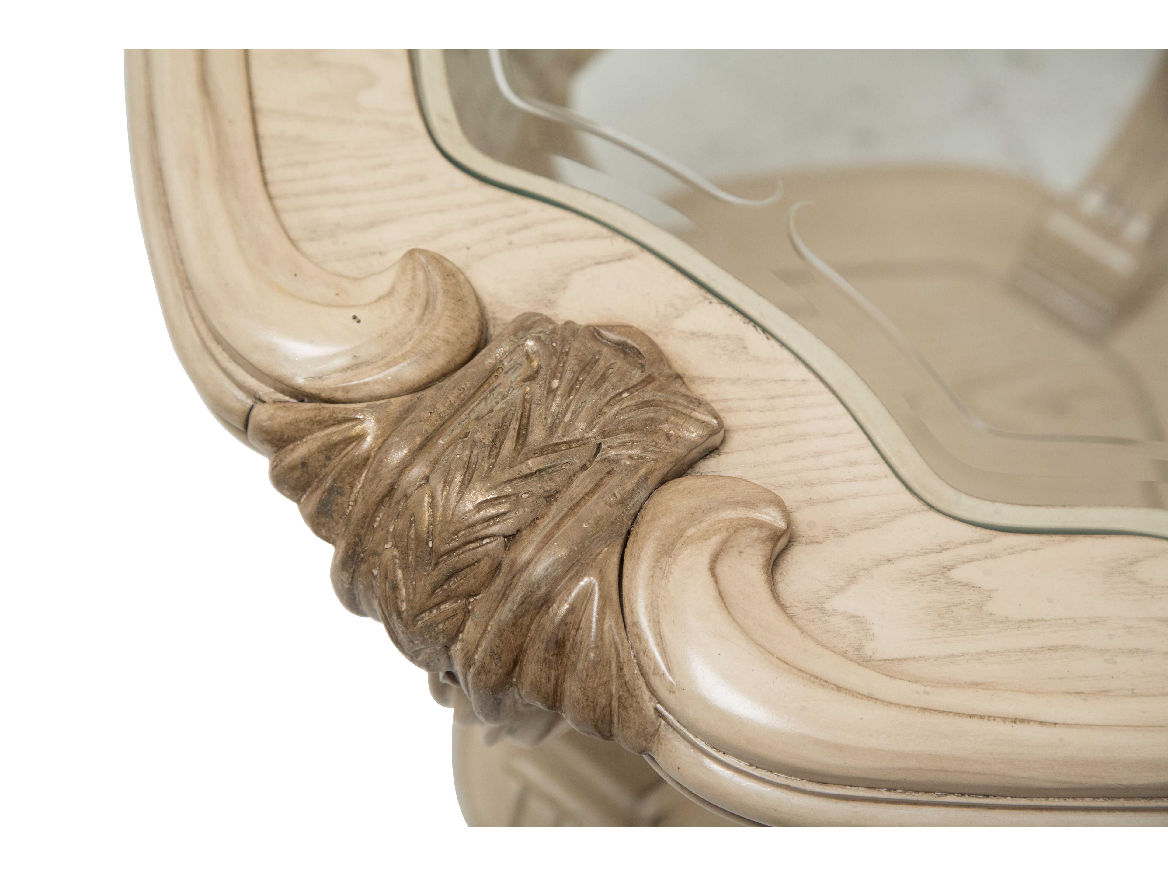 Luxecor Gilded Round Glass Champagne Antique Platinum End Table