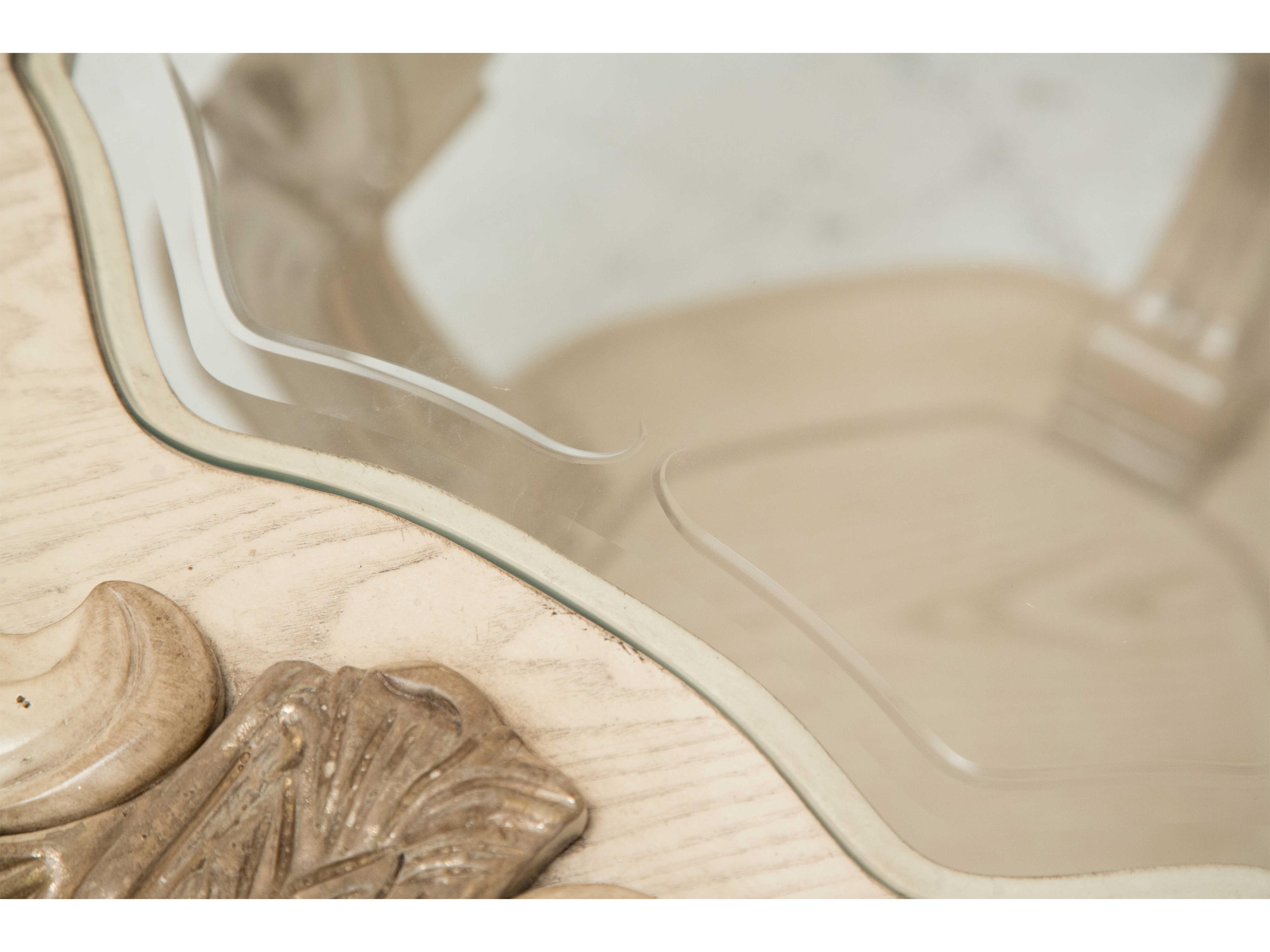 Luxecor Gilded Round Glass Champagne Antique Platinum End Table