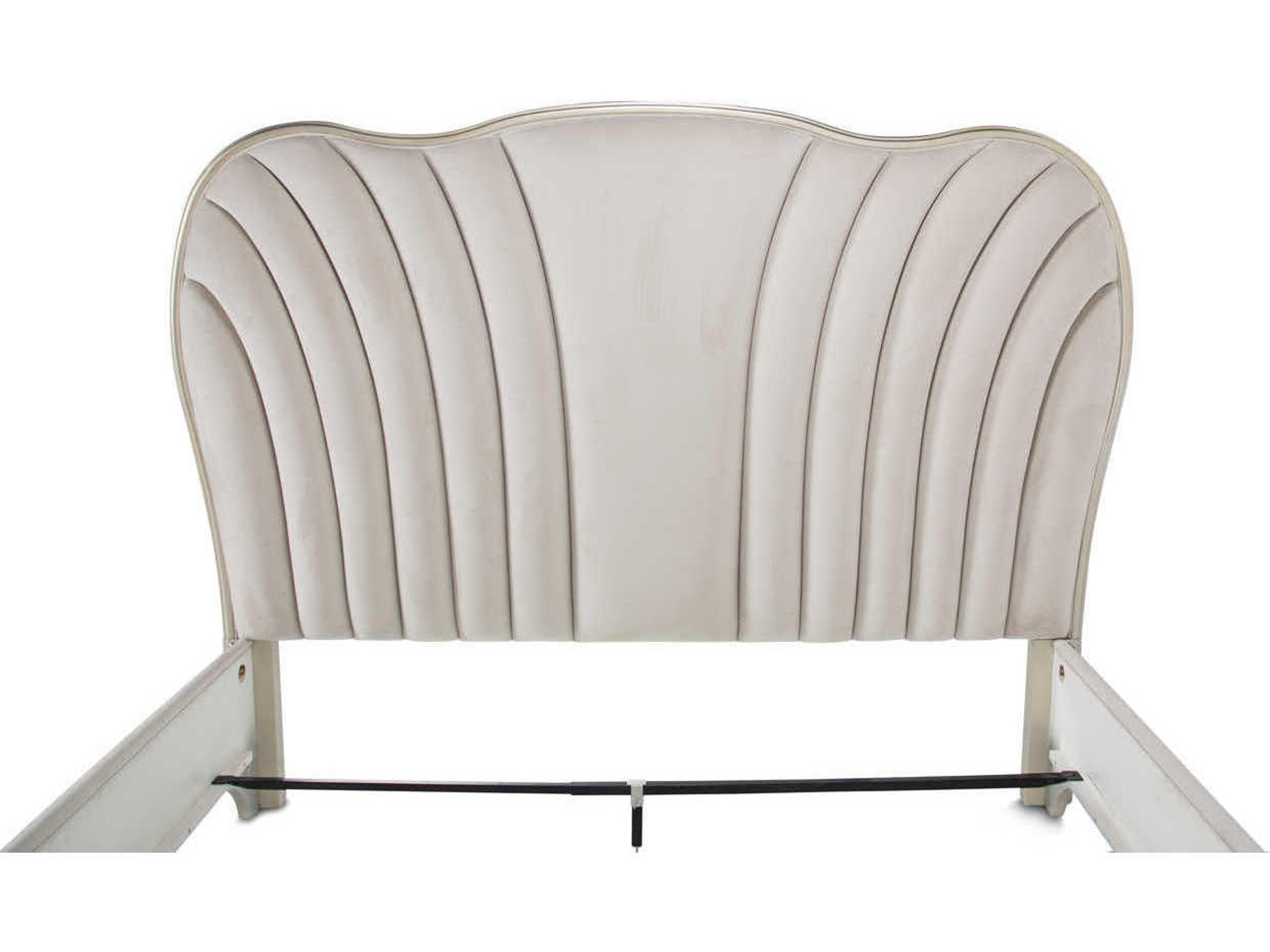 Michael Amini London Place White Poplar Wood Upholstered King Panel Bed