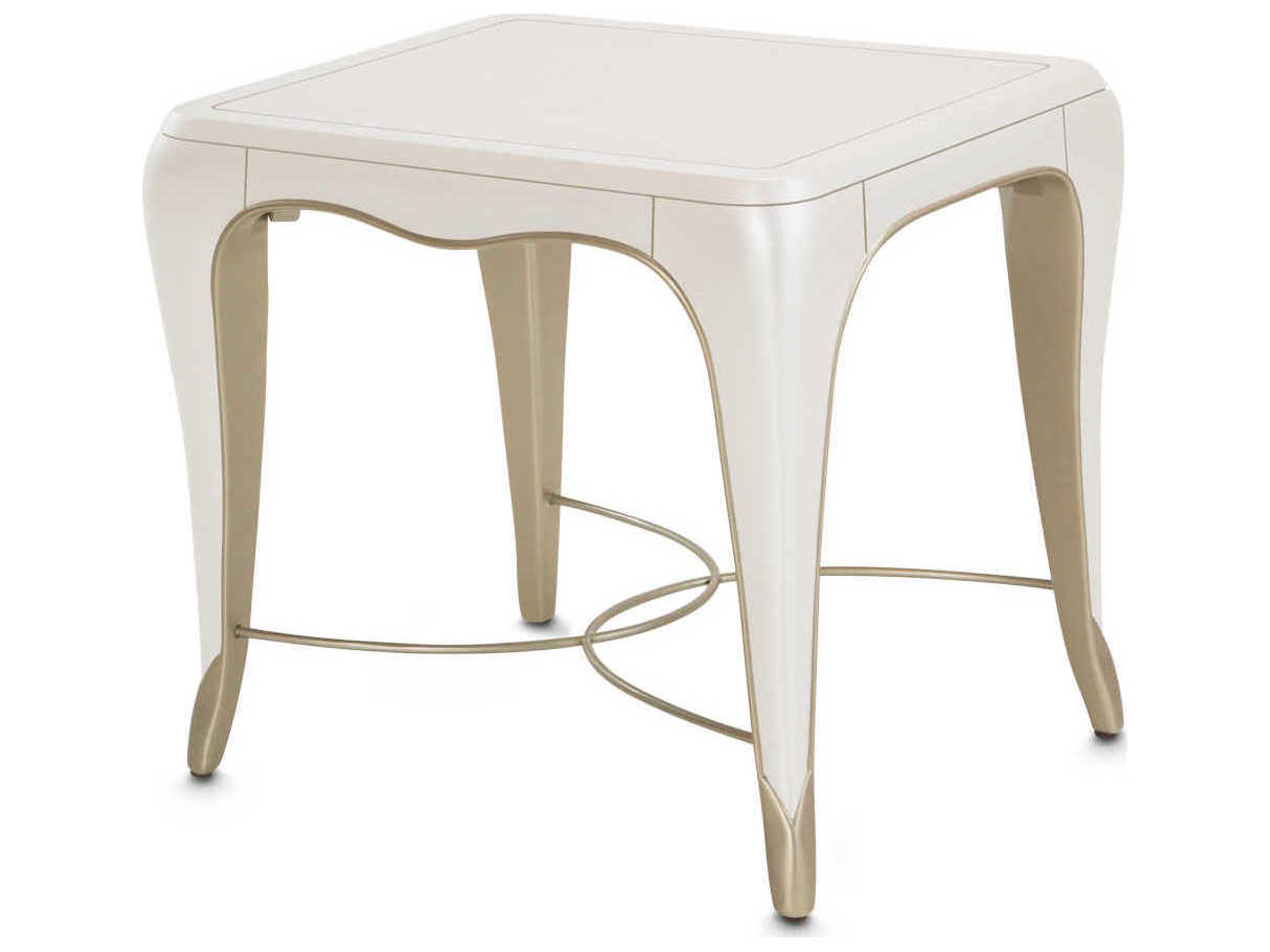 Gilded Rectangular Wood Creamy Pearl End Table