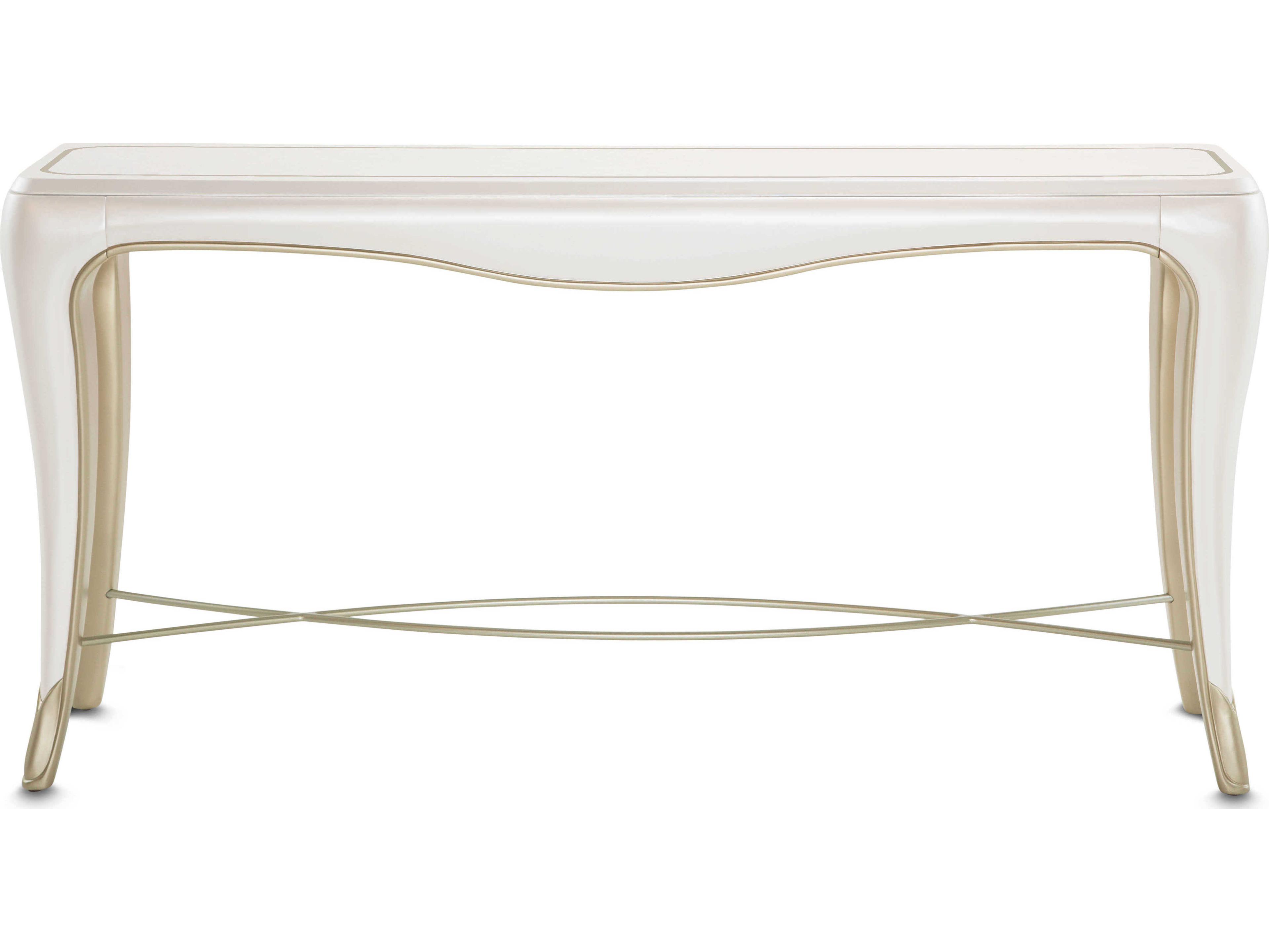 Luxecor Gilded Rectangular Wood Creamy Pearl Console Table