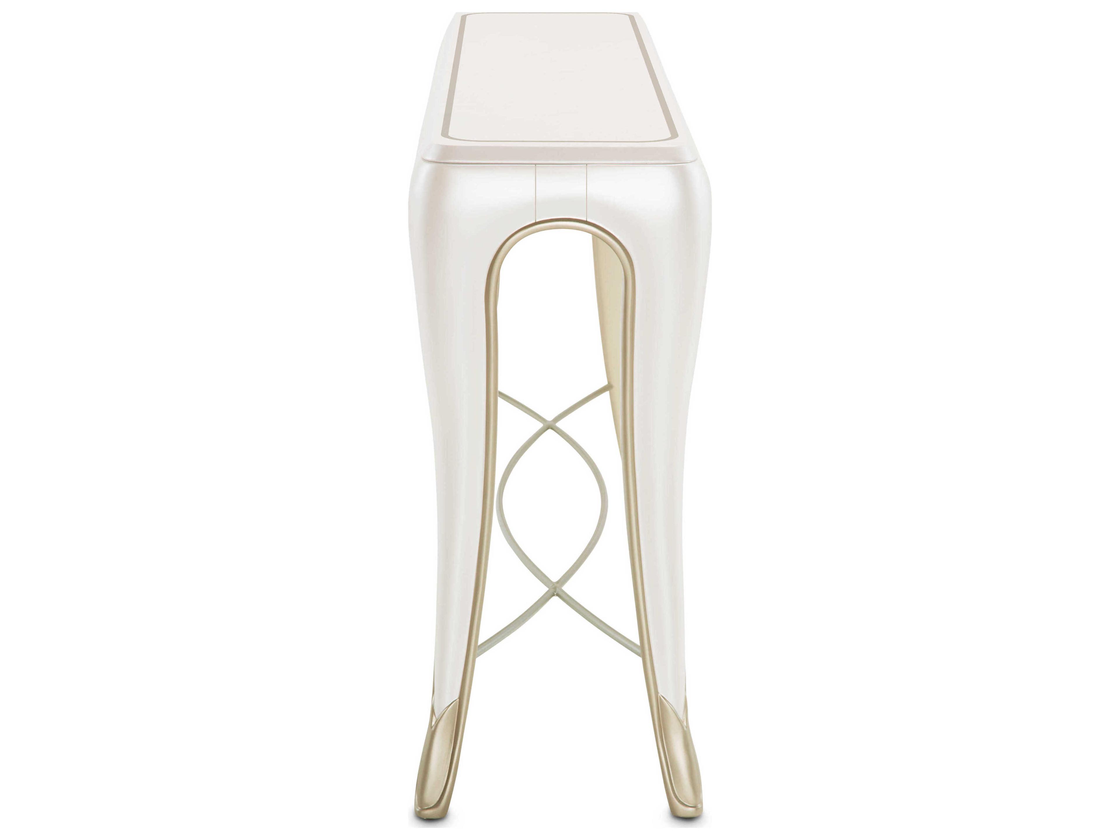 Luxecor Gilded Rectangular Wood Creamy Pearl Console Table