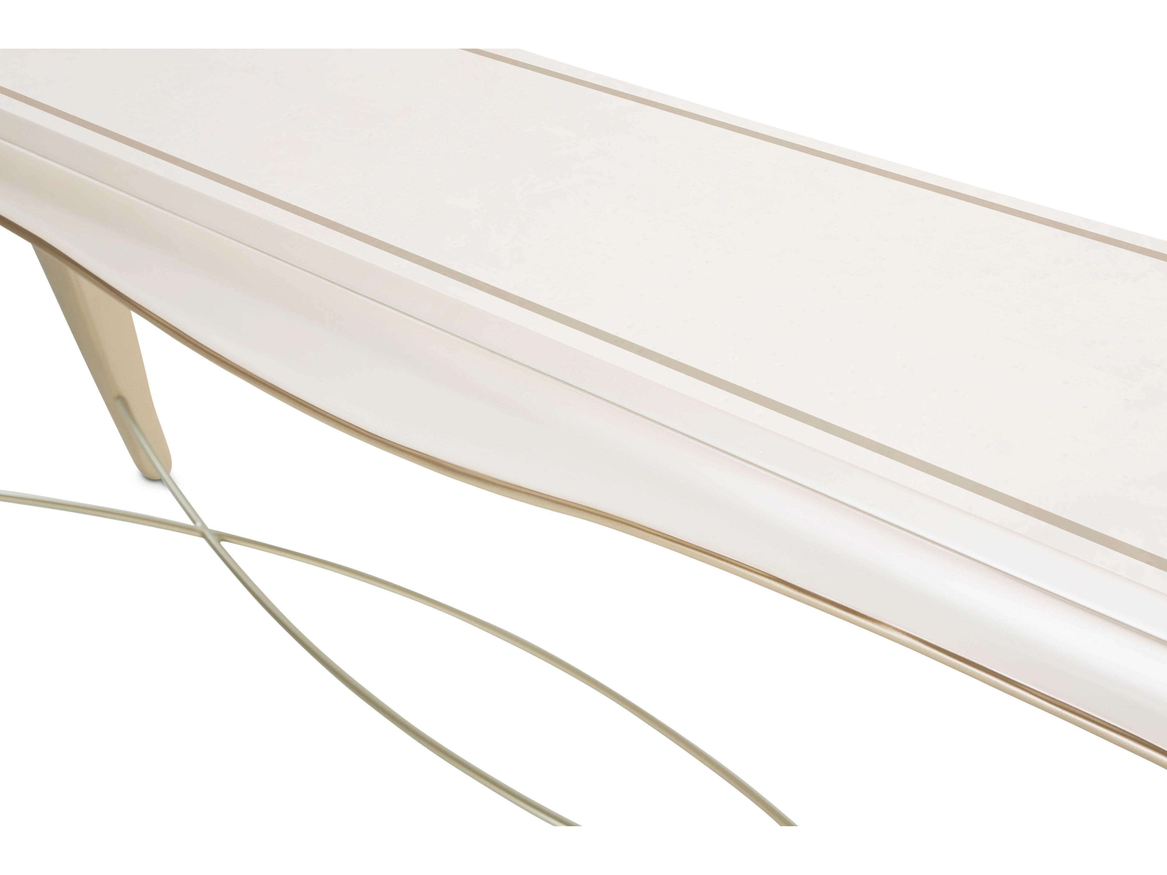 Luxecor Gilded Rectangular Wood Creamy Pearl Console Table