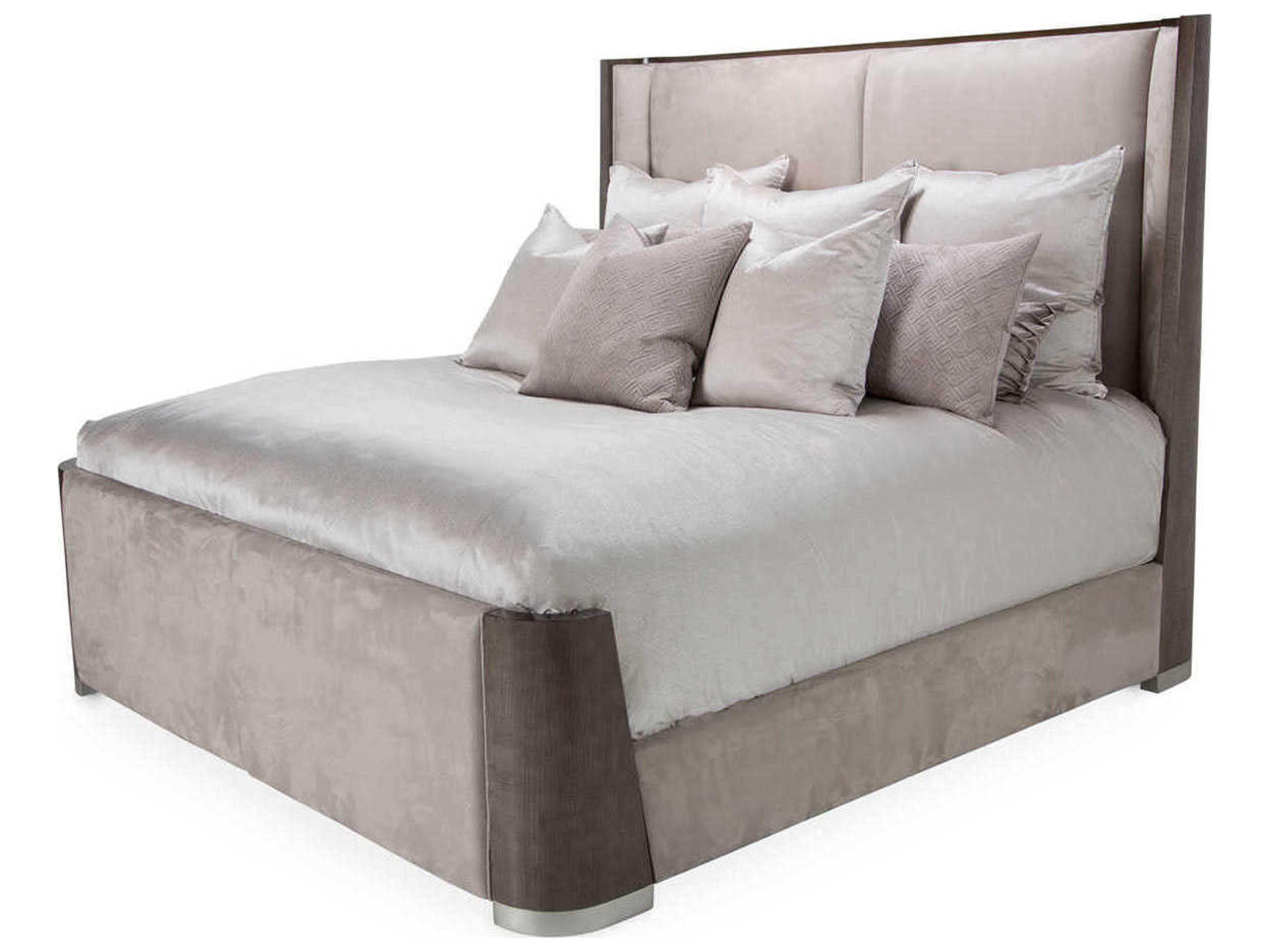 Roxbury Park Cement Gray Upholstered King Panel Bed