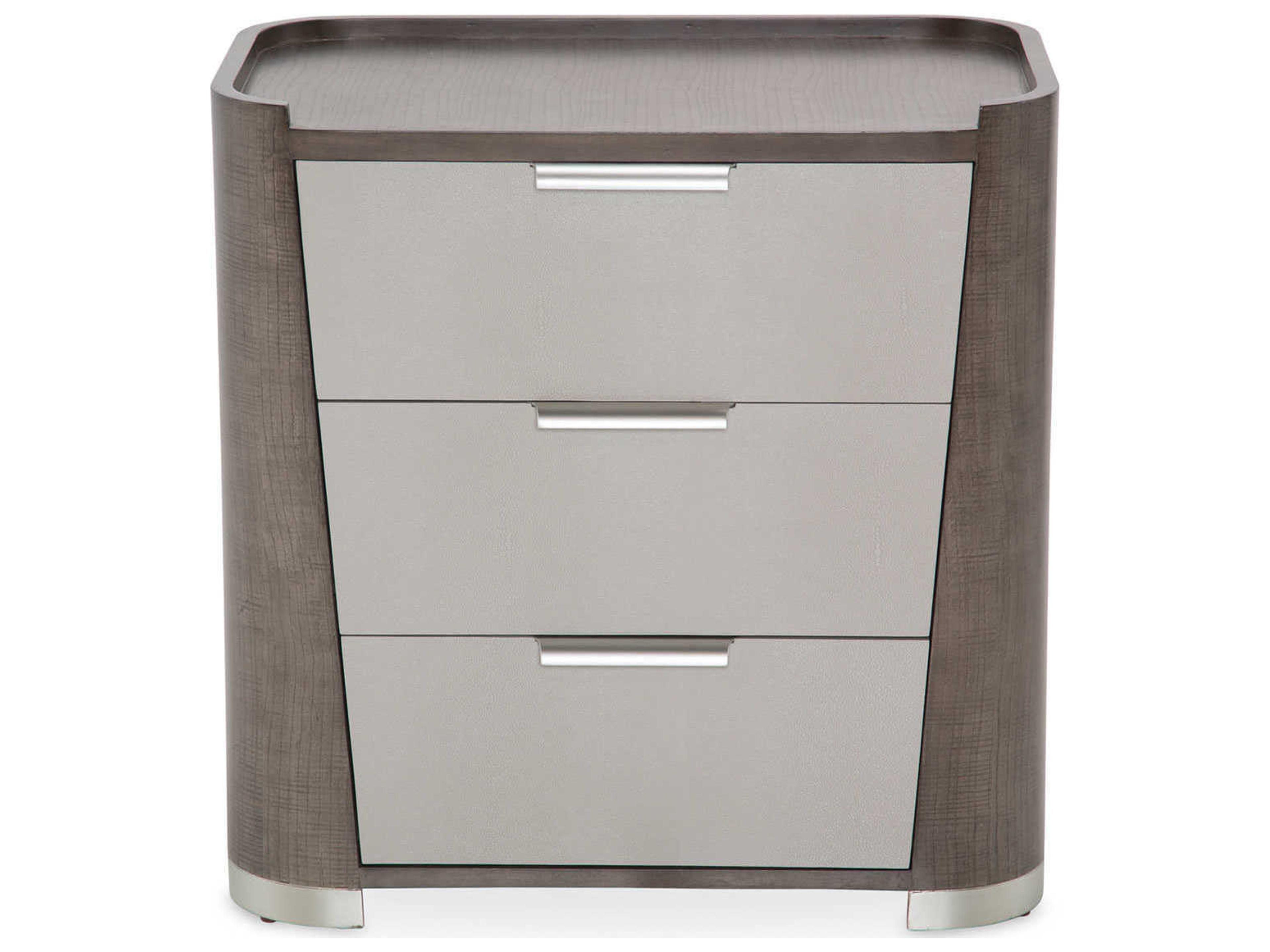 Luxecor Gilded 3-Drawers Gray Nightstand