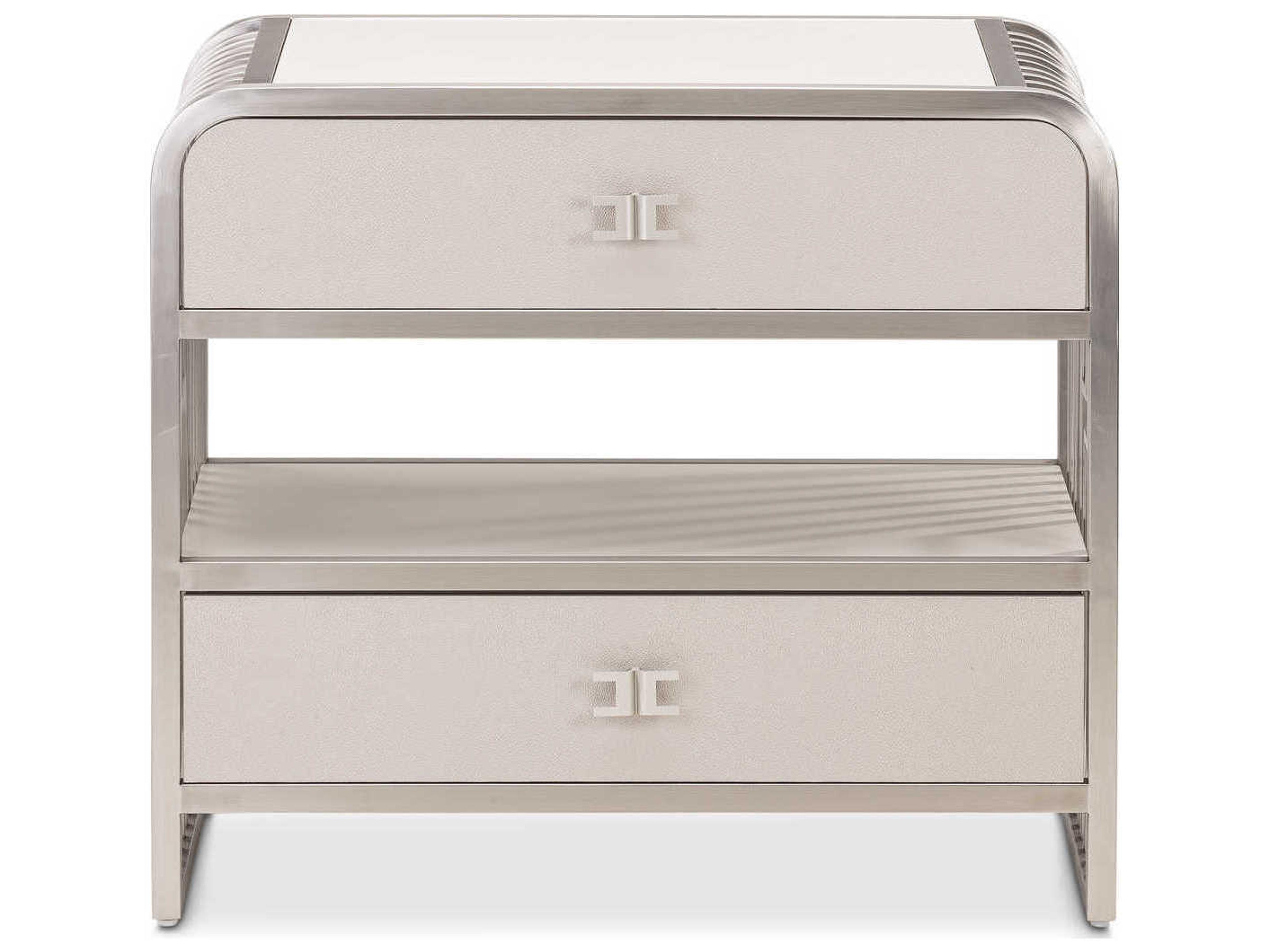 Luxecor Gilded 2-Drawers Gray Nightstand