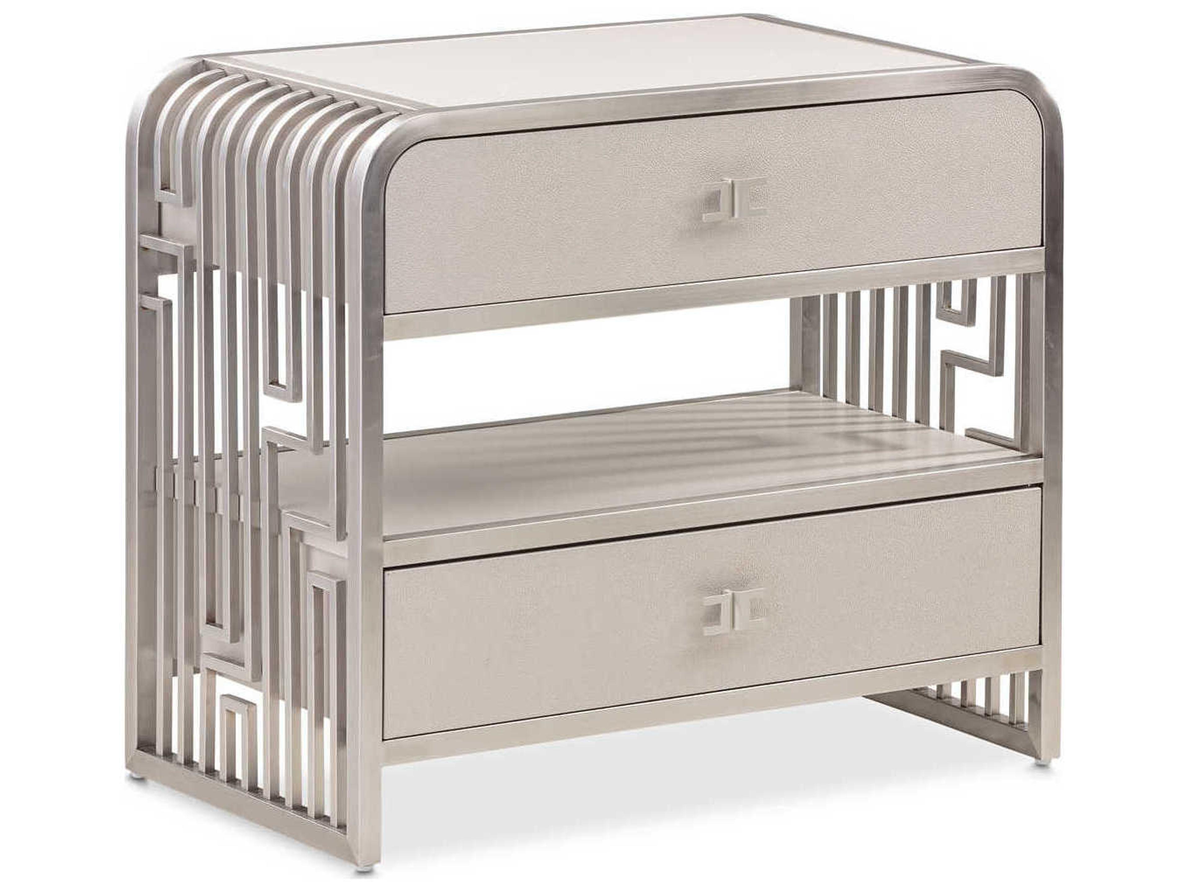 Luxecor Gilded 2-Drawers Gray Nightstand