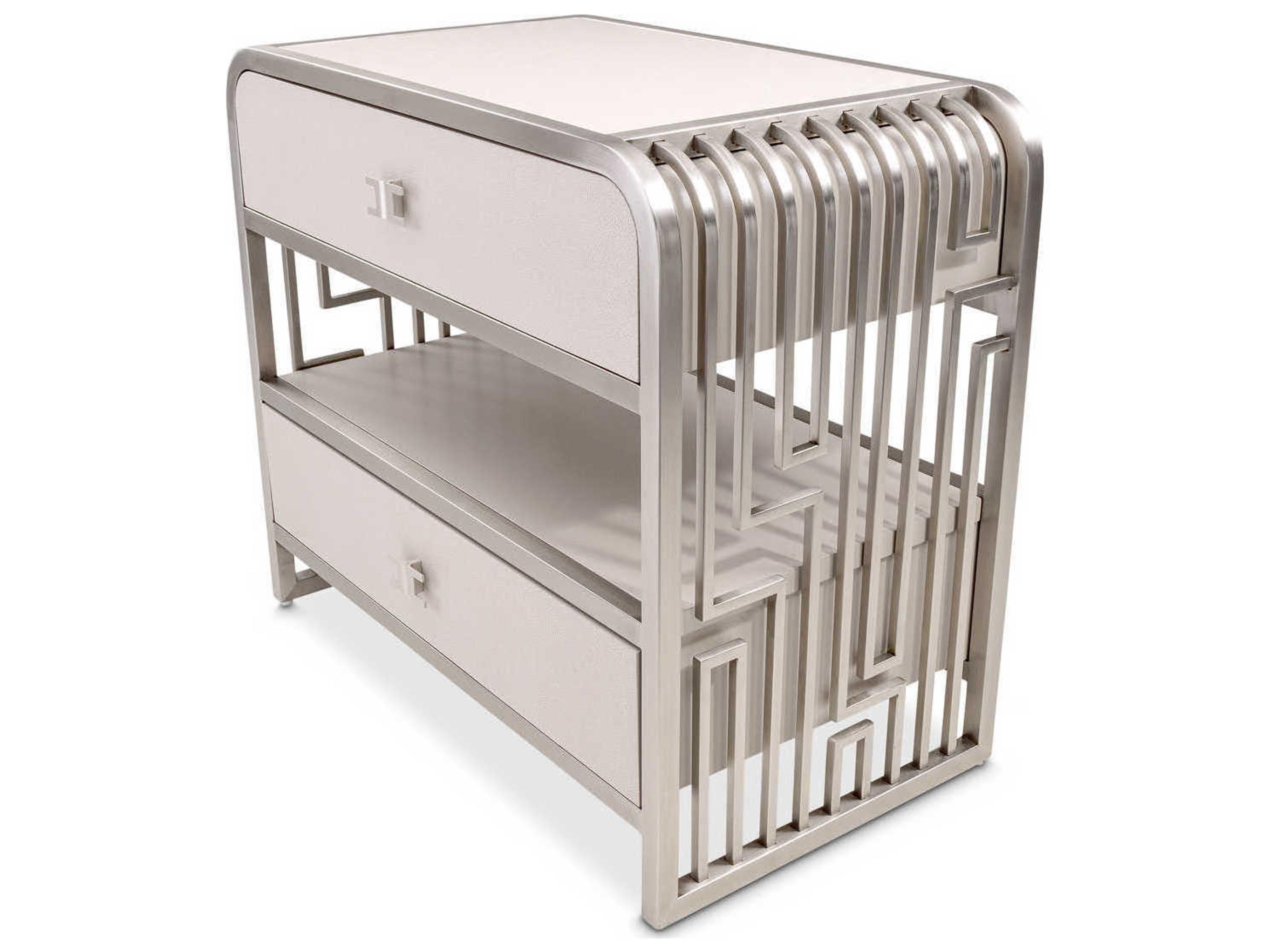 Luxecor Gilded 2-Drawers Gray Nightstand