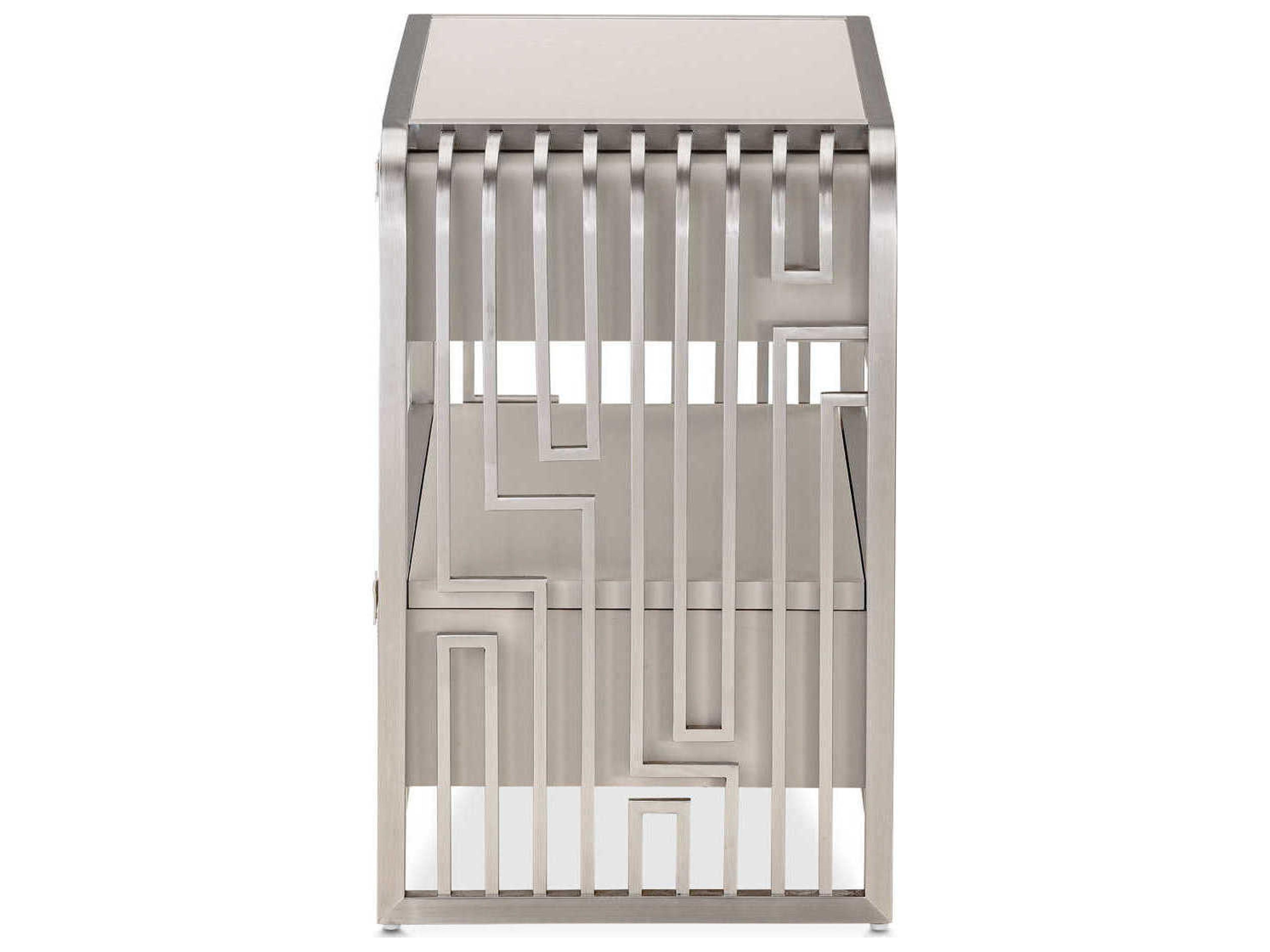 Luxecor Gilded 2-Drawers Gray Nightstand