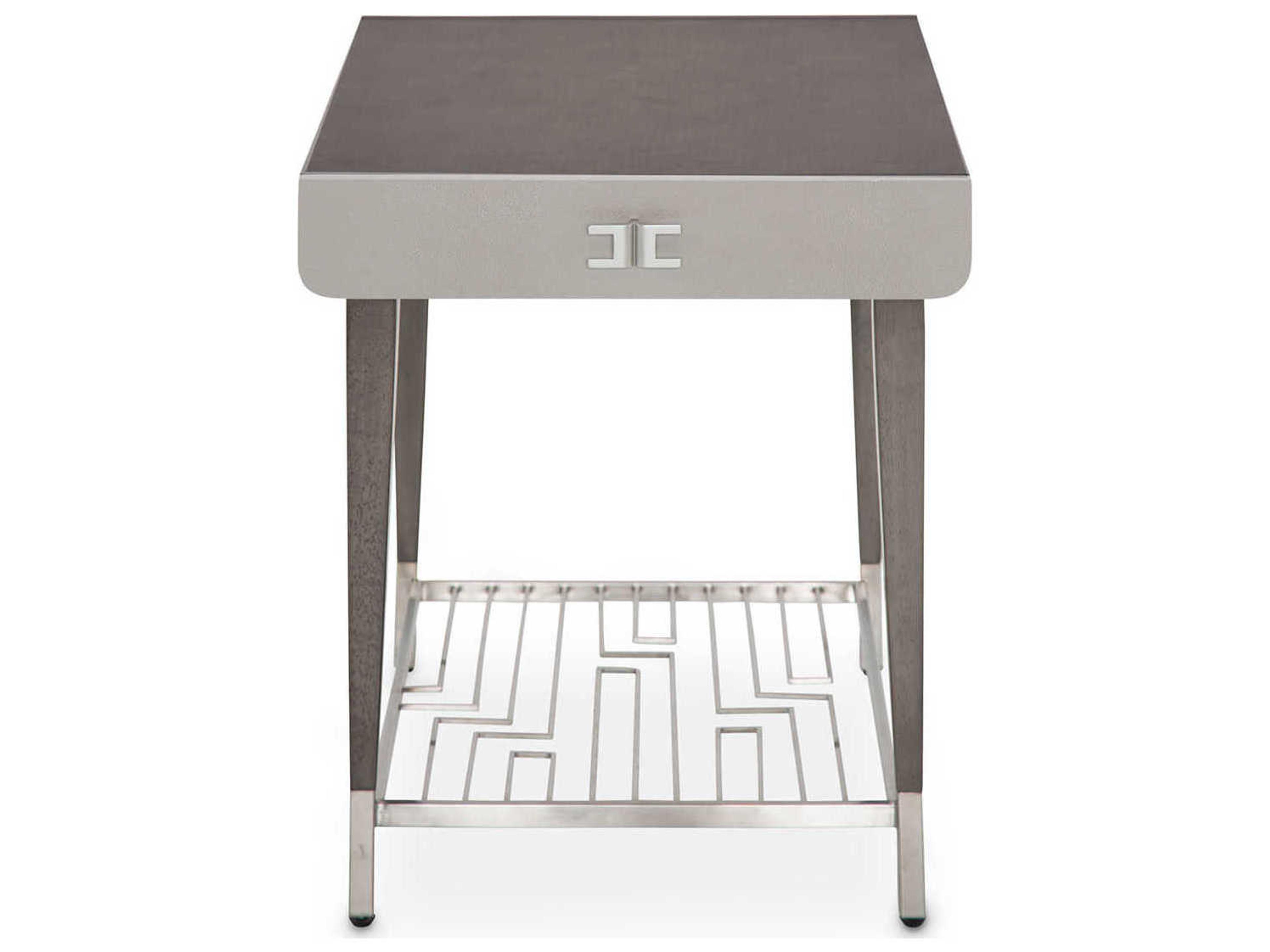 Luxecor Gilded Rectangular Wood Slate End Table