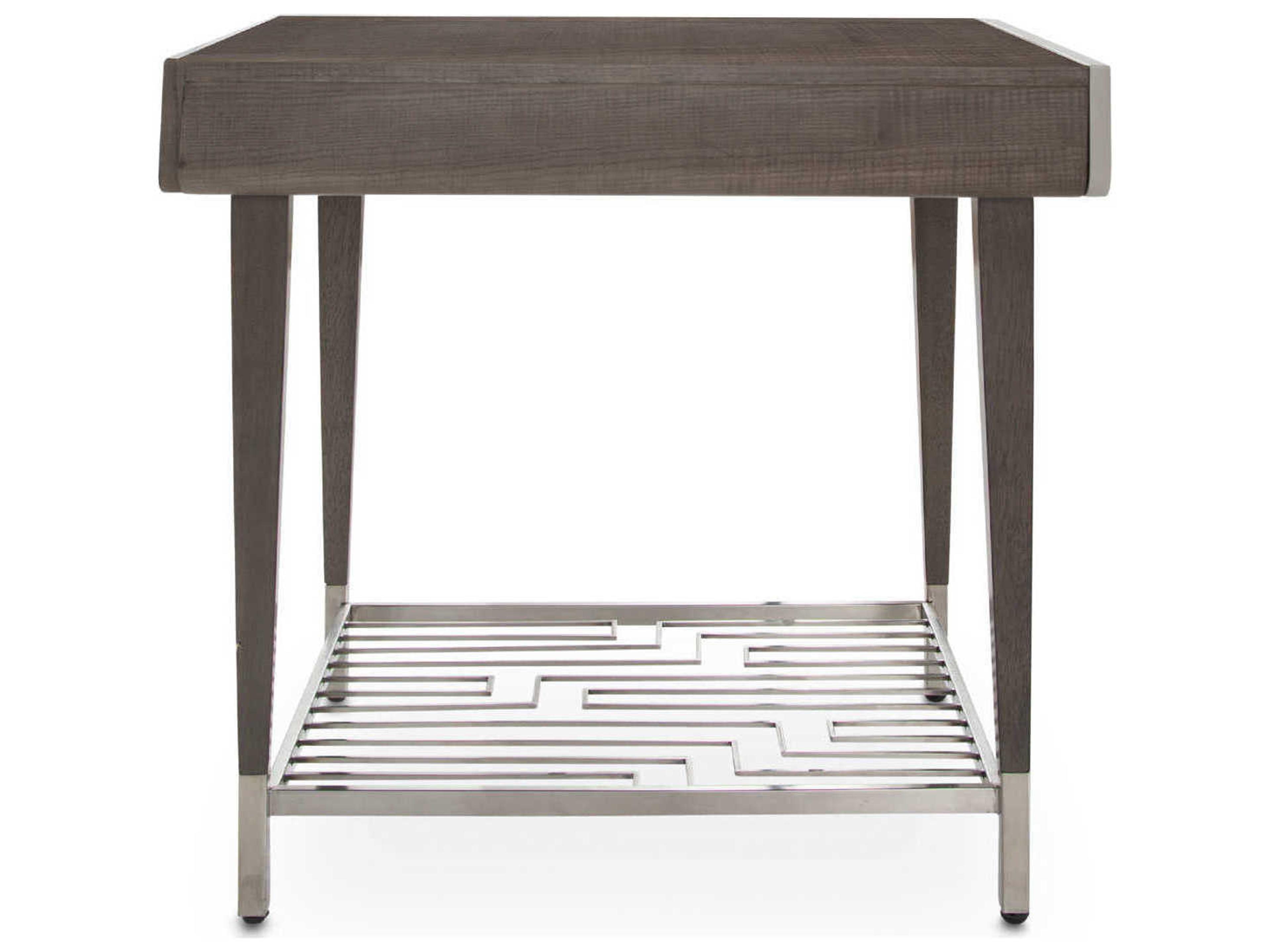 Luxecor Gilded Rectangular Wood Slate End Table