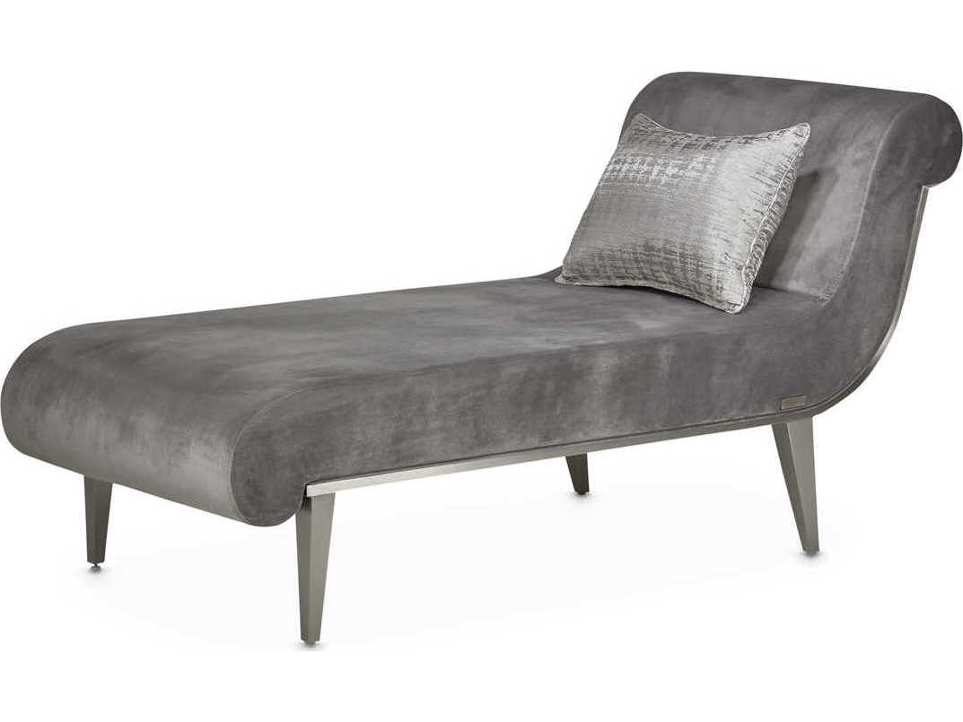 Roxbury Park Gray Pearl Velvet Chaise with Stainless Steel Frame