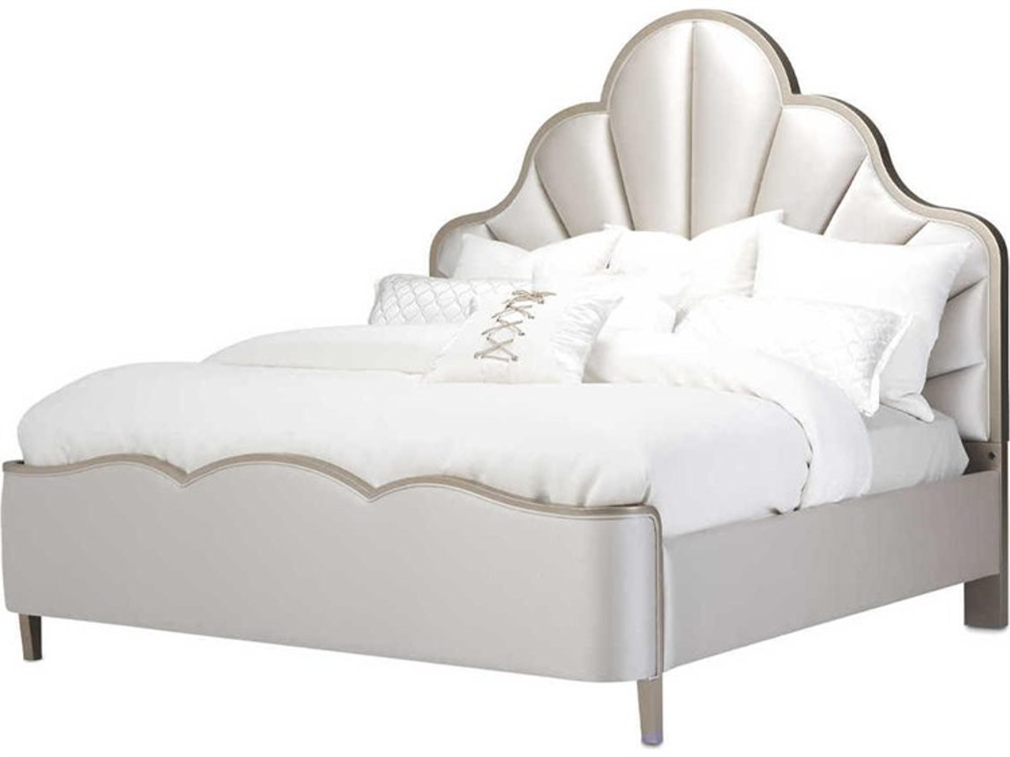 Malibu Crest Champagne Birch Wood Upholstered California King Panel Bed