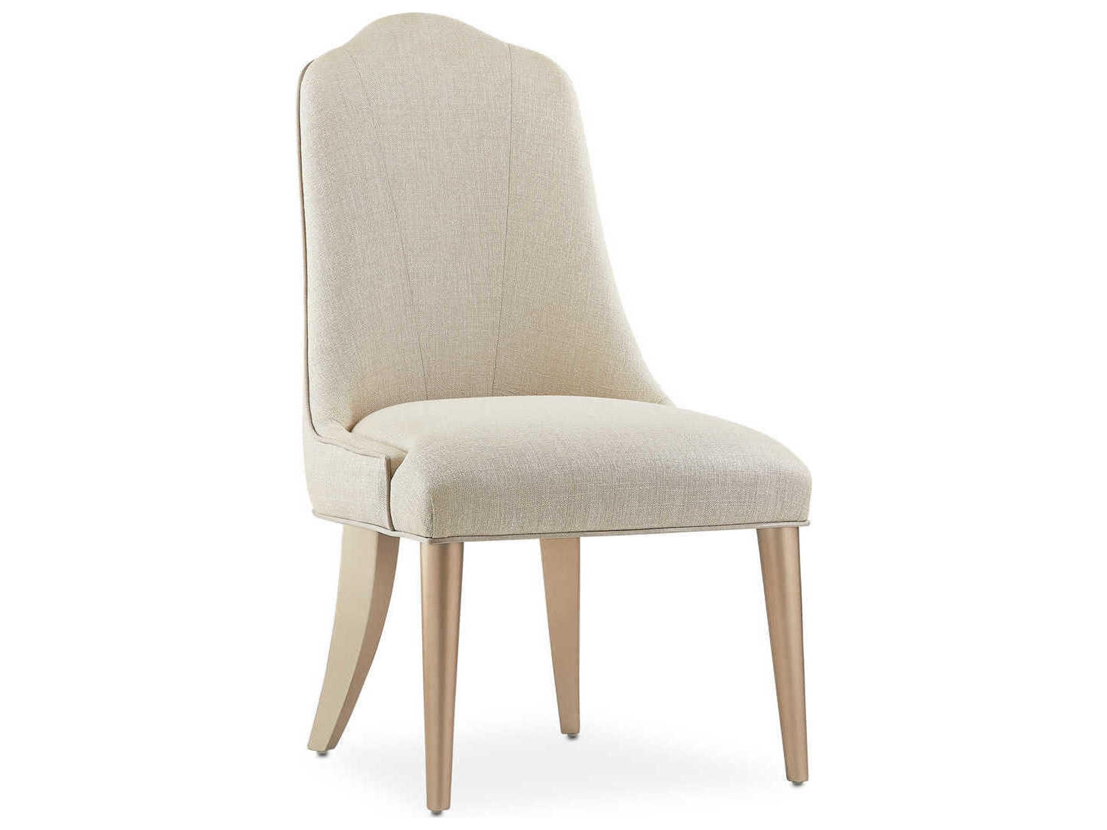 Gilded Birch Wood White Upholstered Side Dining Chair