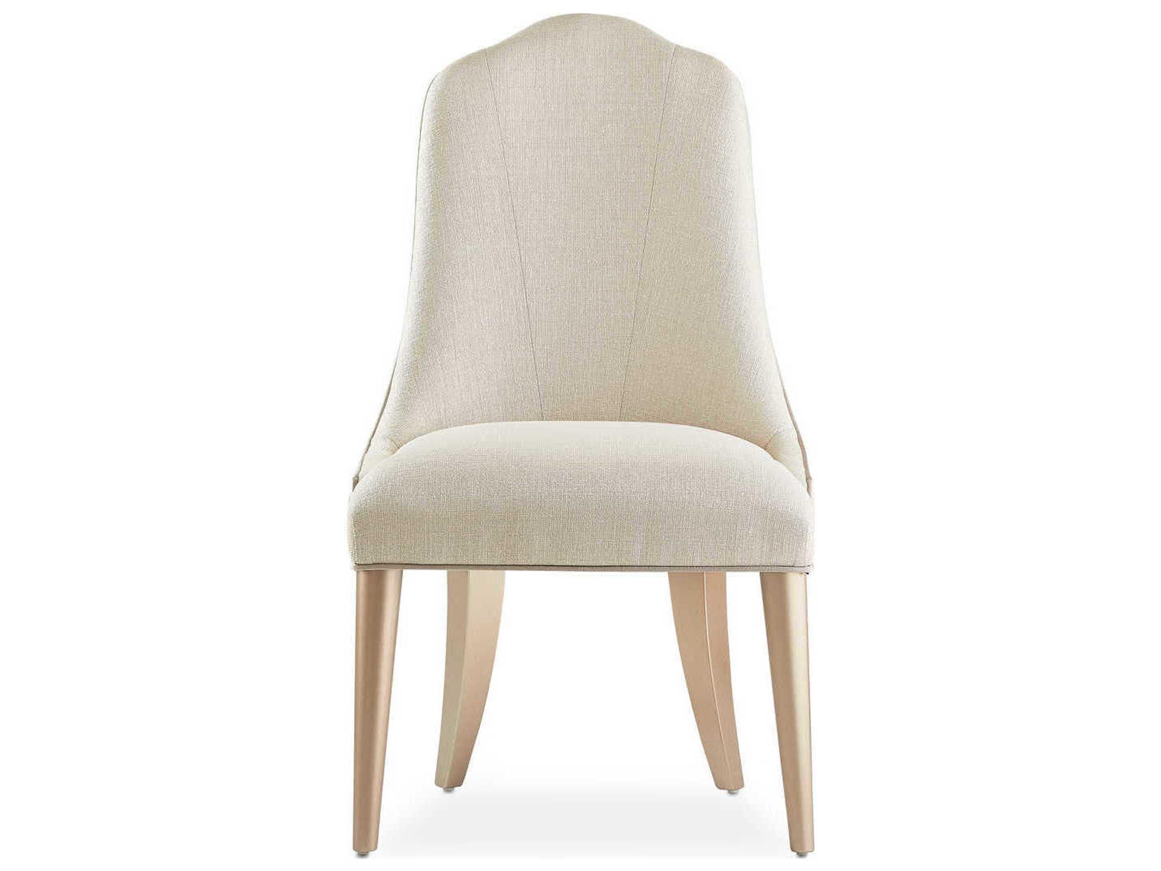Luxecor Gilded Birch Wood White Upholstered Side Dining Chair