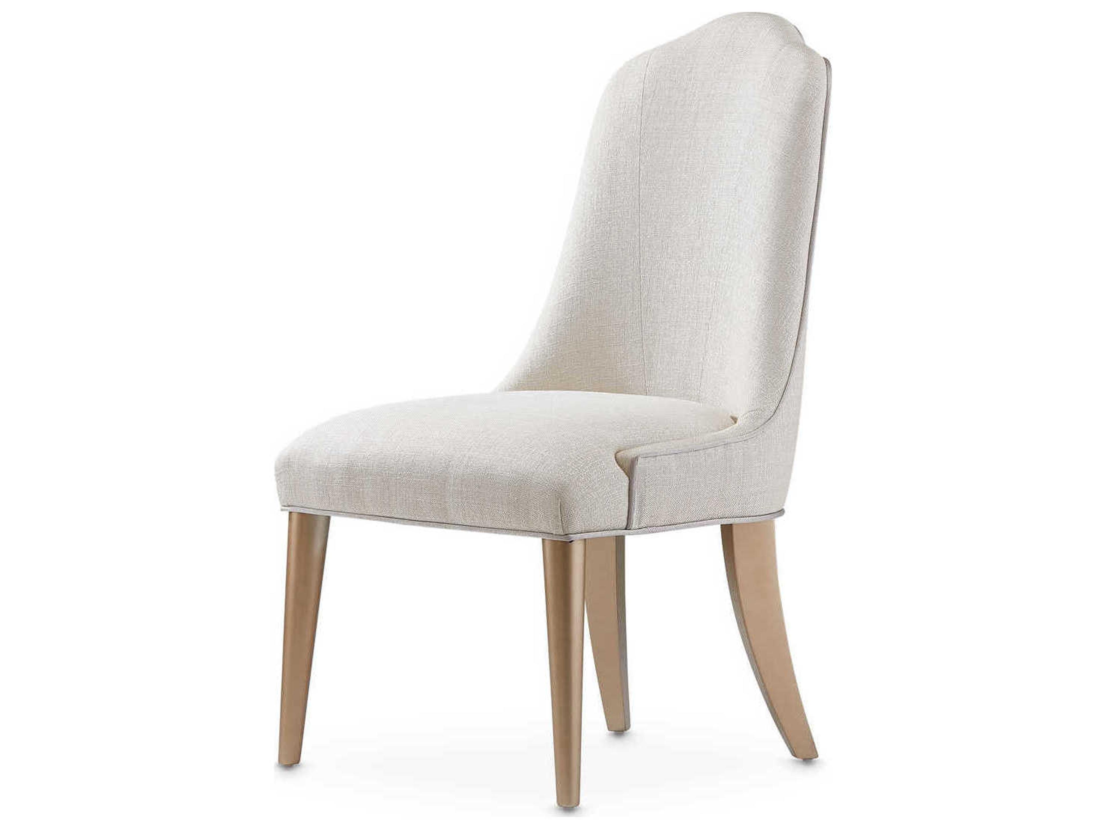 Luxecor Gilded Birch Wood White Upholstered Side Dining Chair