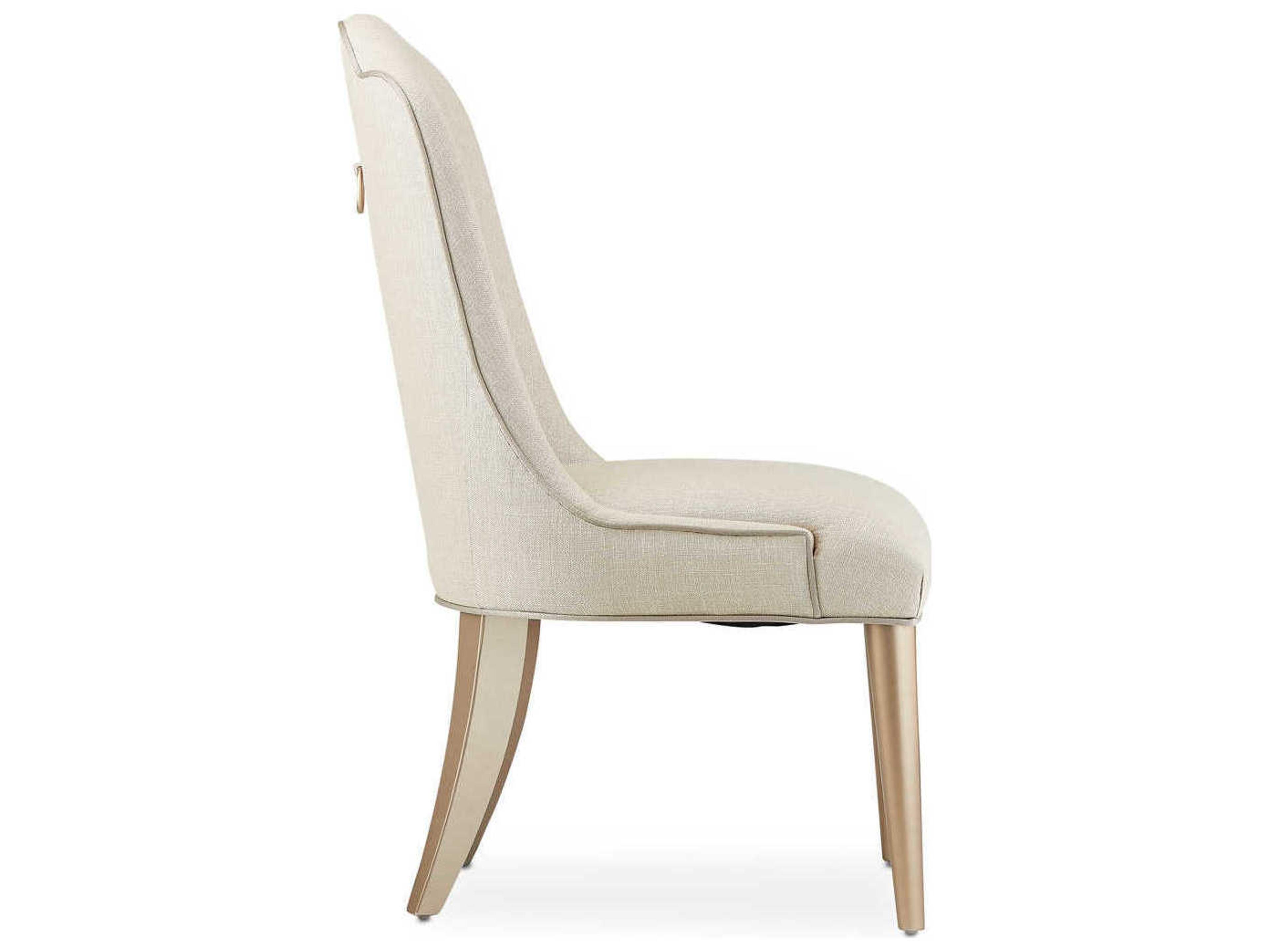 Luxecor Gilded Birch Wood White Upholstered Side Dining Chair
