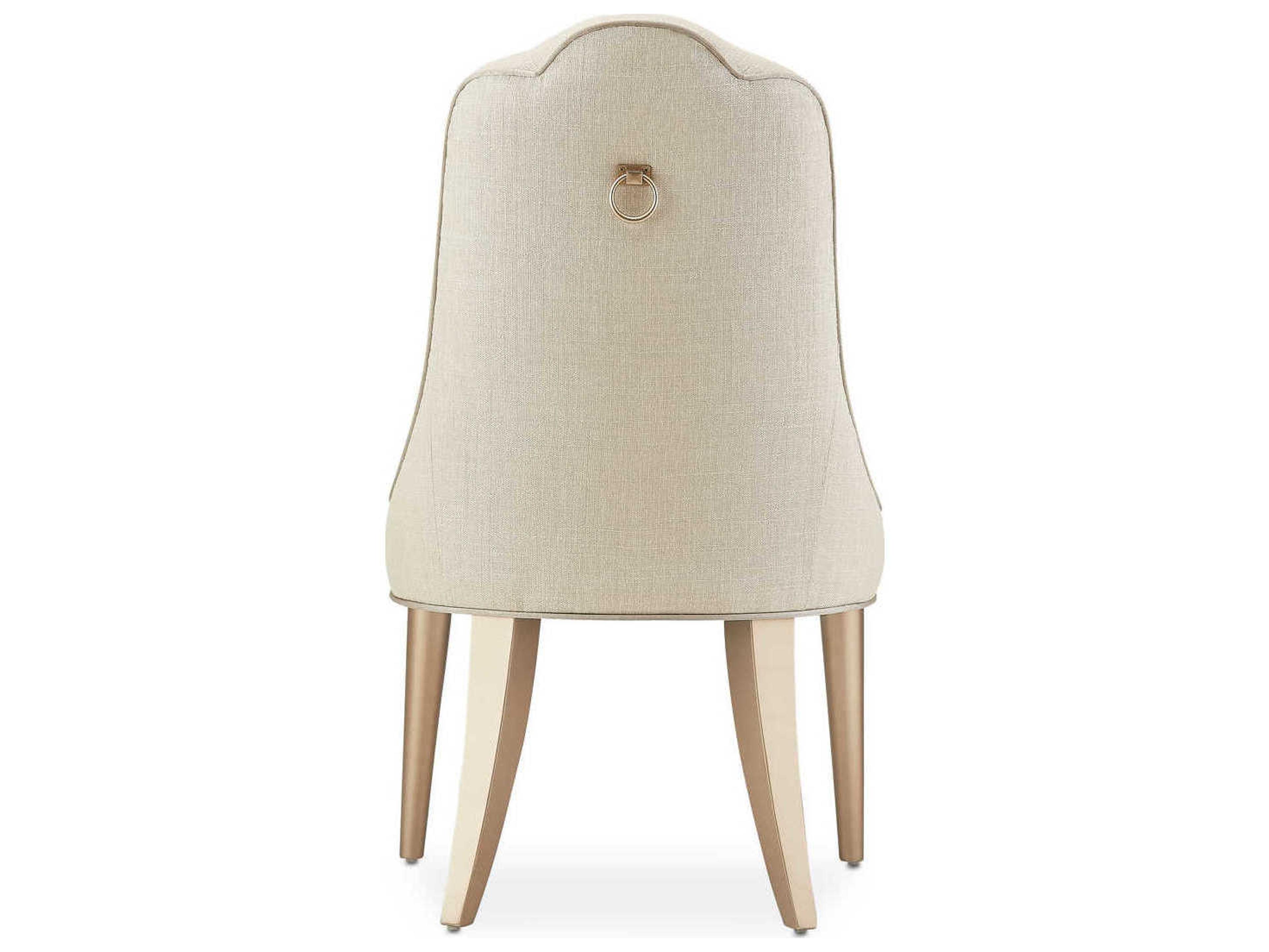 Luxecor Gilded Birch Wood White Upholstered Side Dining Chair