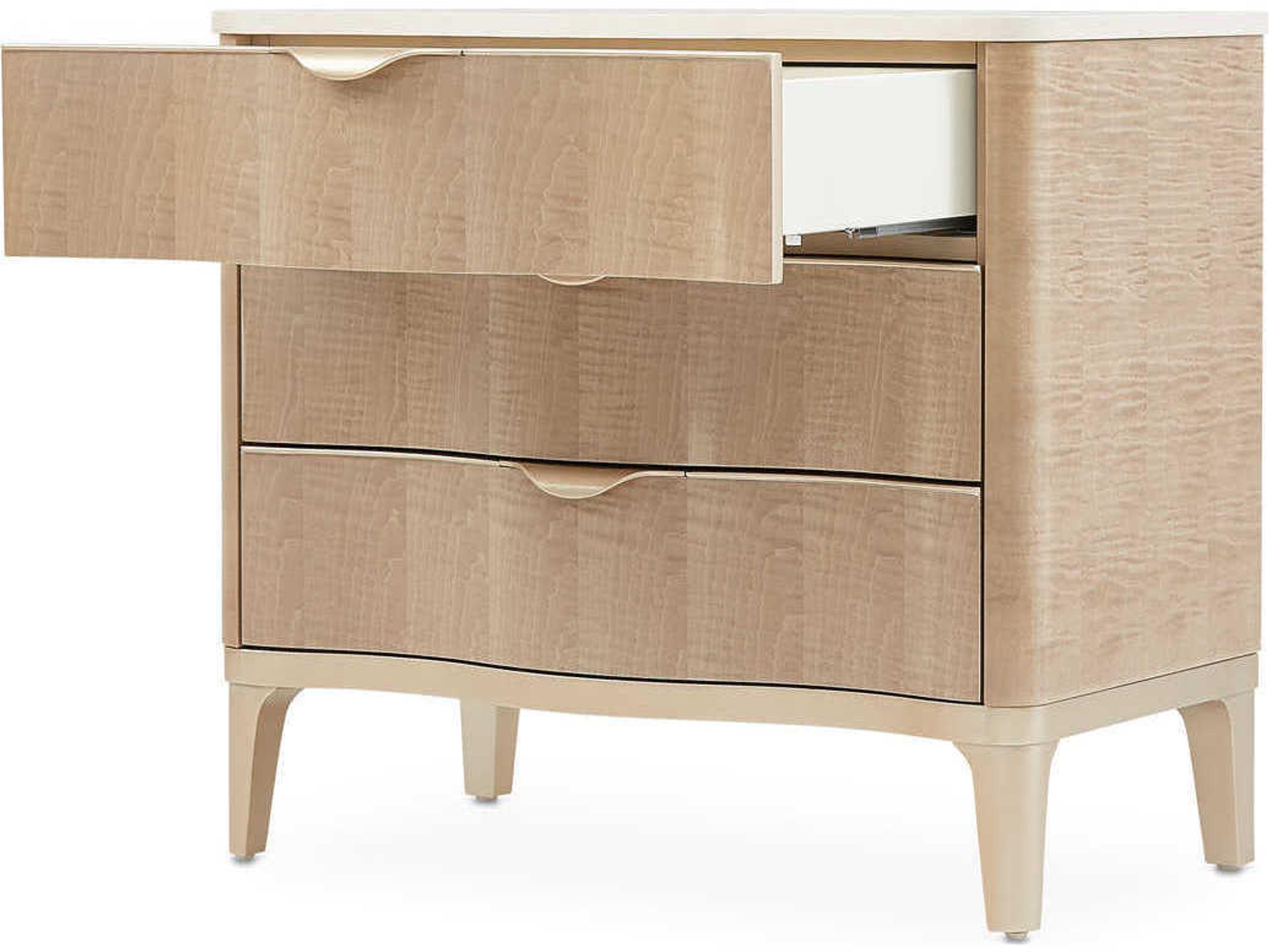 Luxecor Gilded 3-Drawers Brown Birch Wood Nightstand