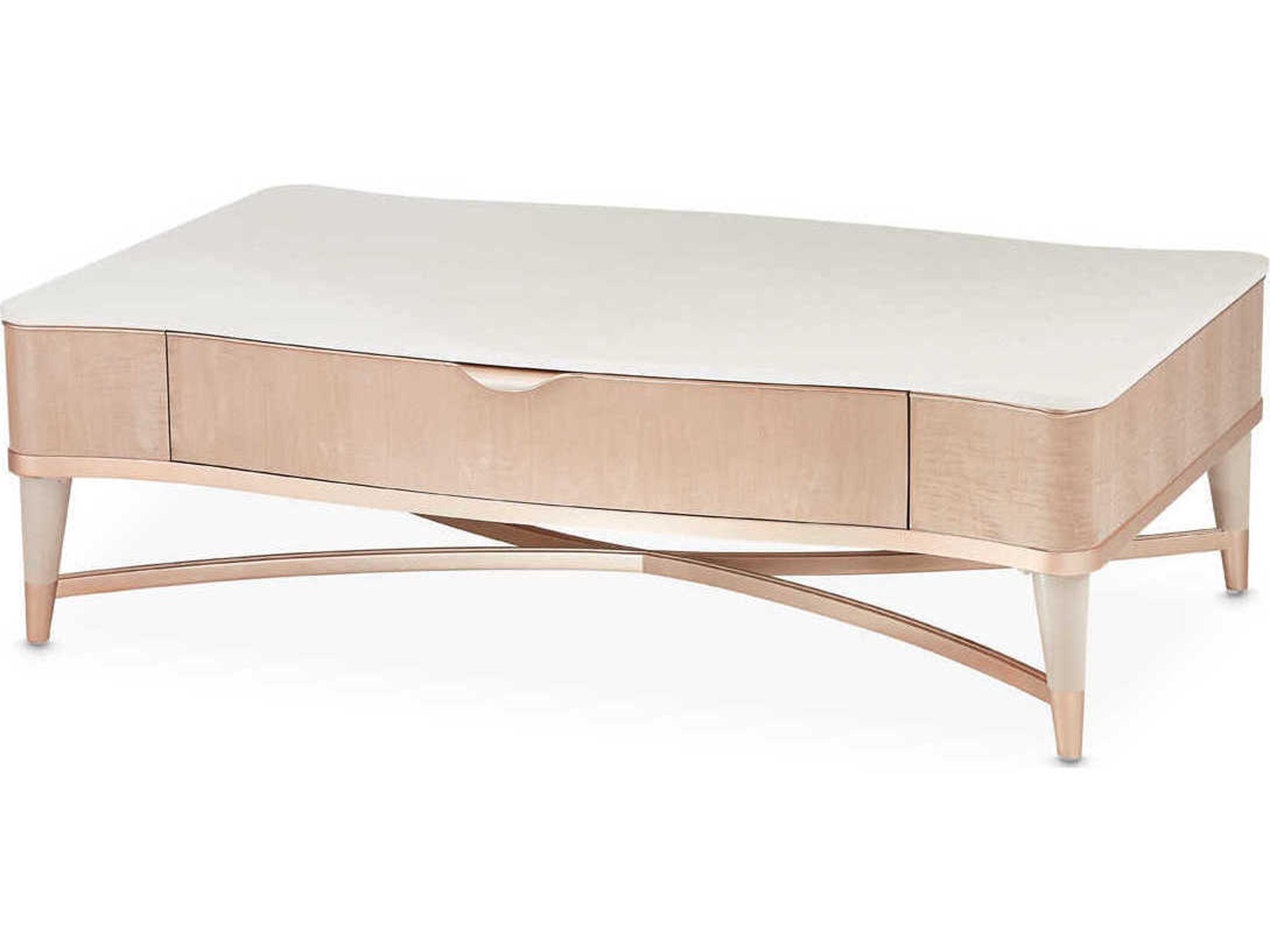 Malibu Crest Rectangle Coffee Table in Blush and Cultured Marble