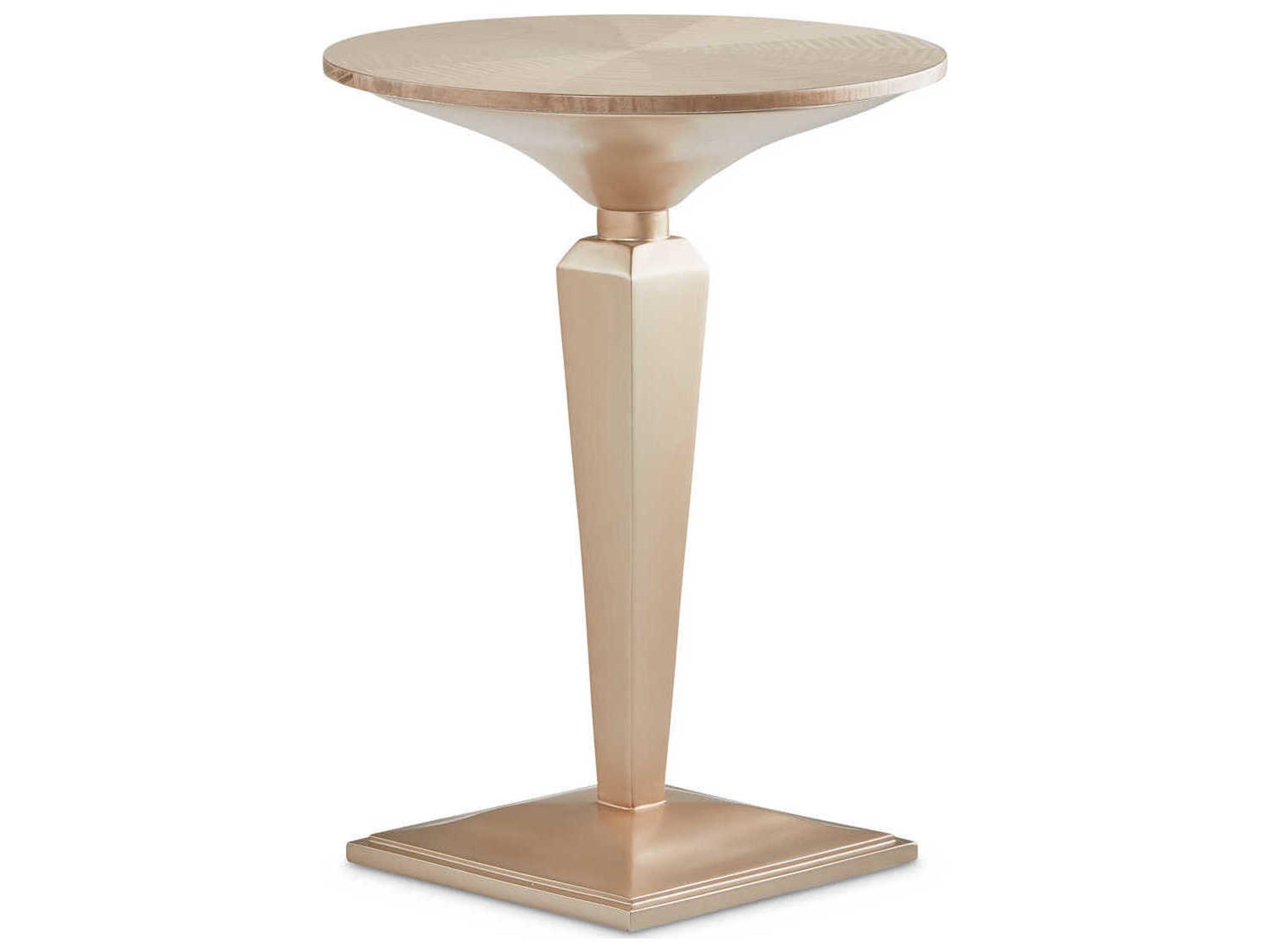 Luxecor Gilded Round Wood Chardonnay End Table