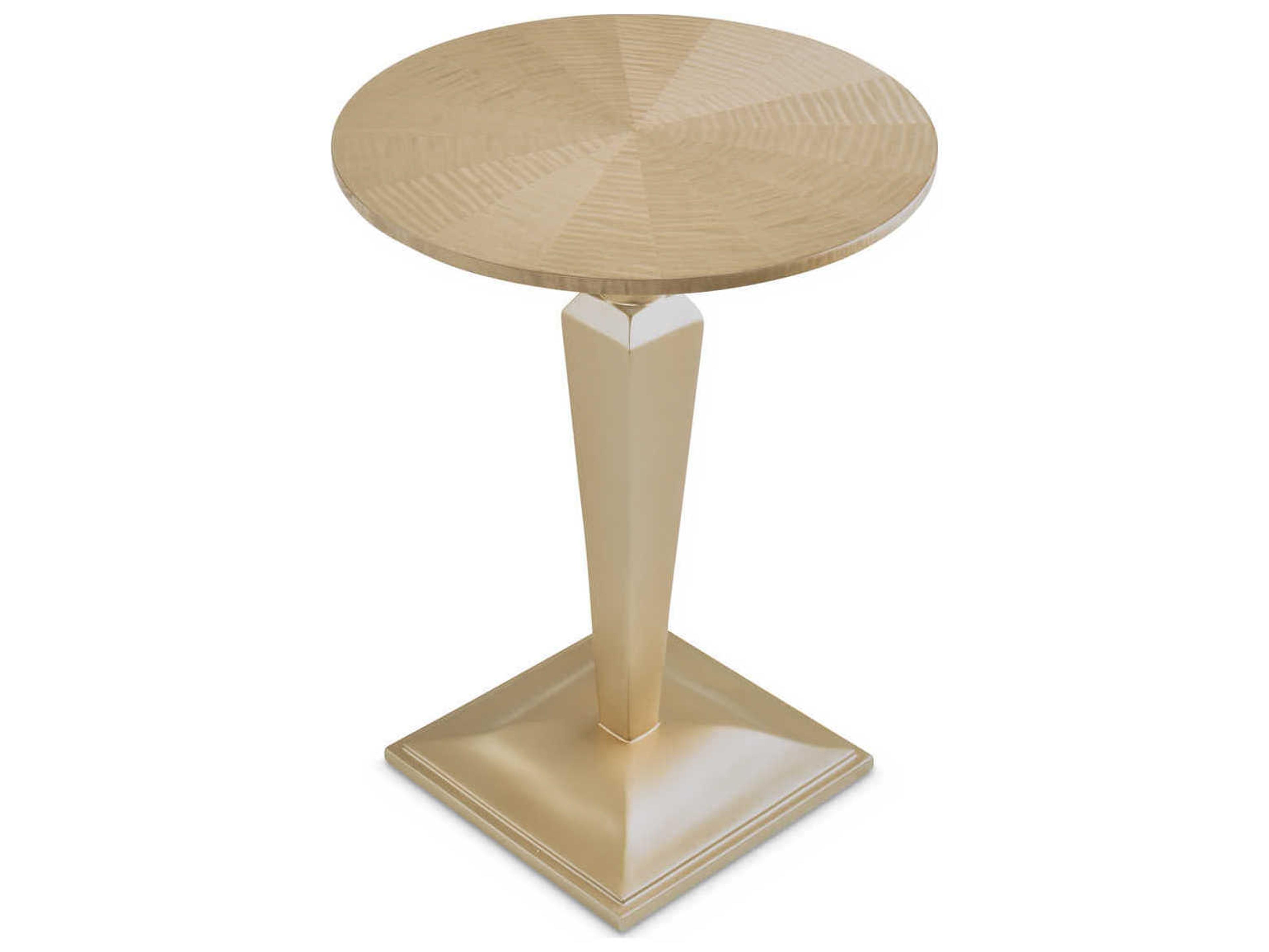 Luxecor Gilded Round Wood Chardonnay End Table